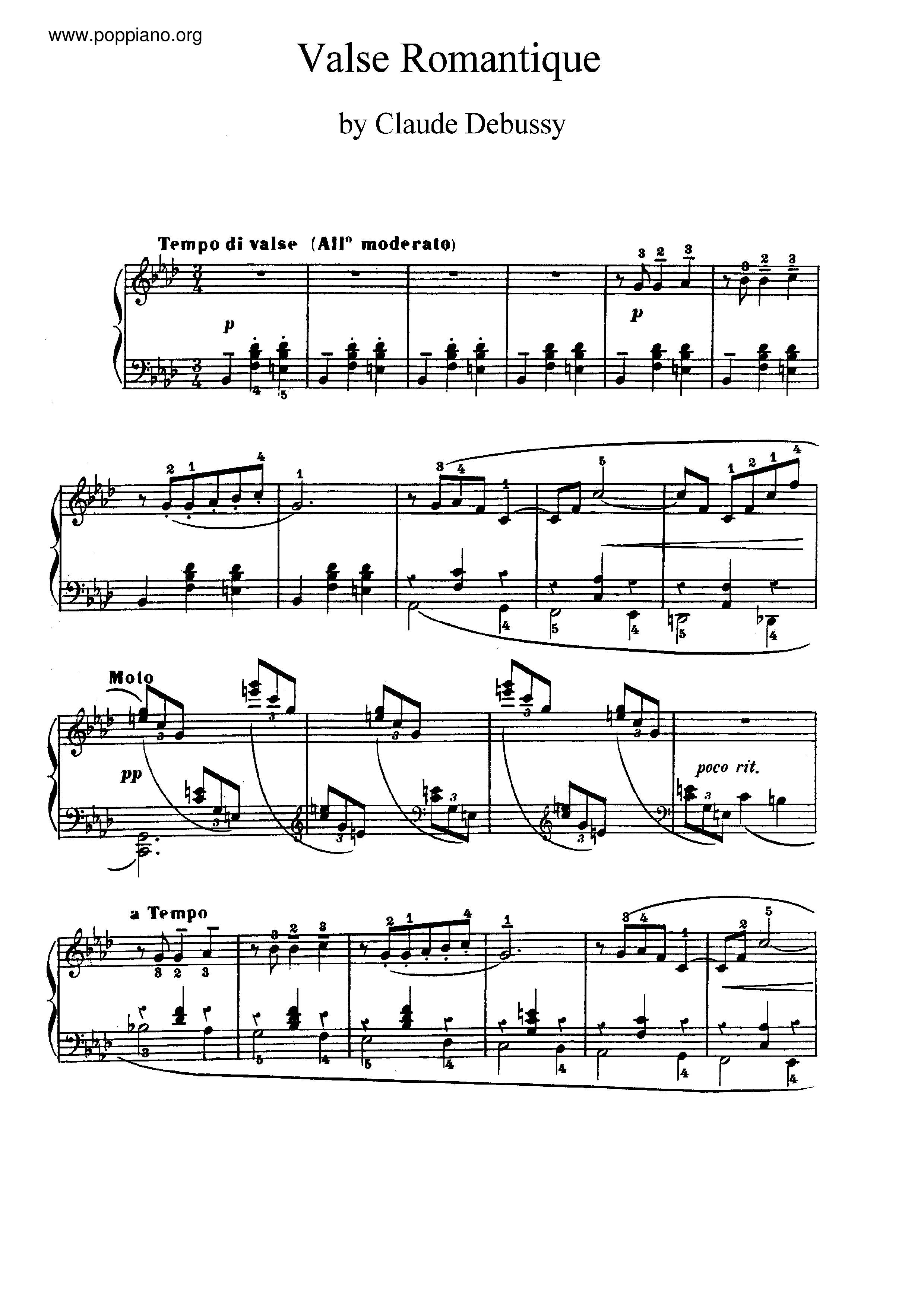 Valse Romantique L.71 Score