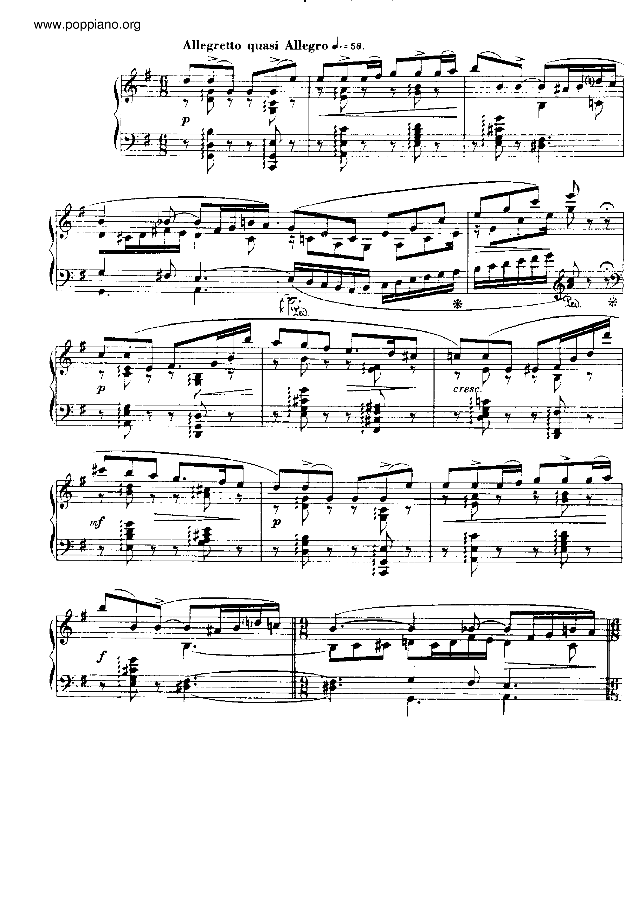 Barcarolle No.2, Op.41 Score