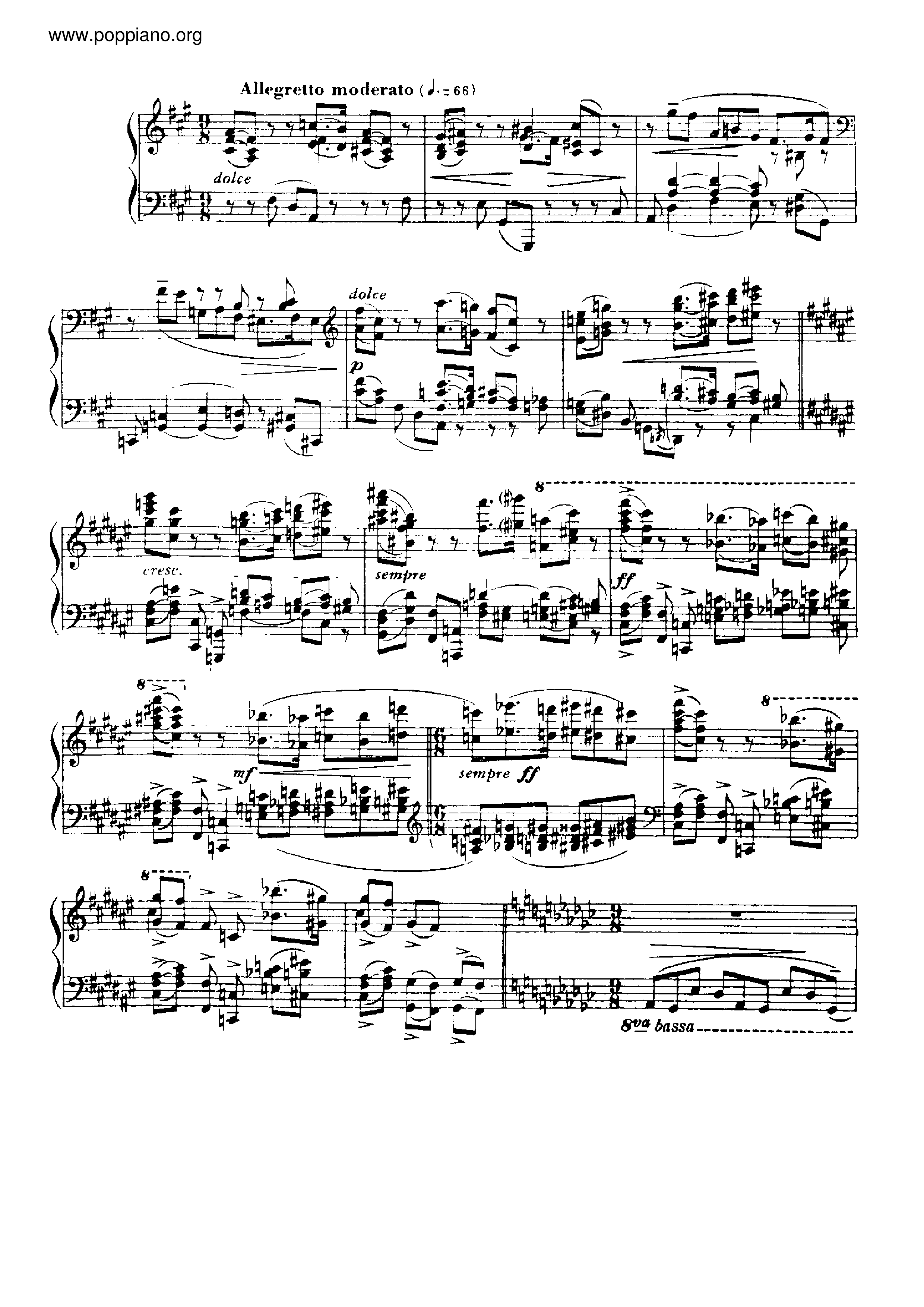 Barcarolle No.5, Op.66 Score