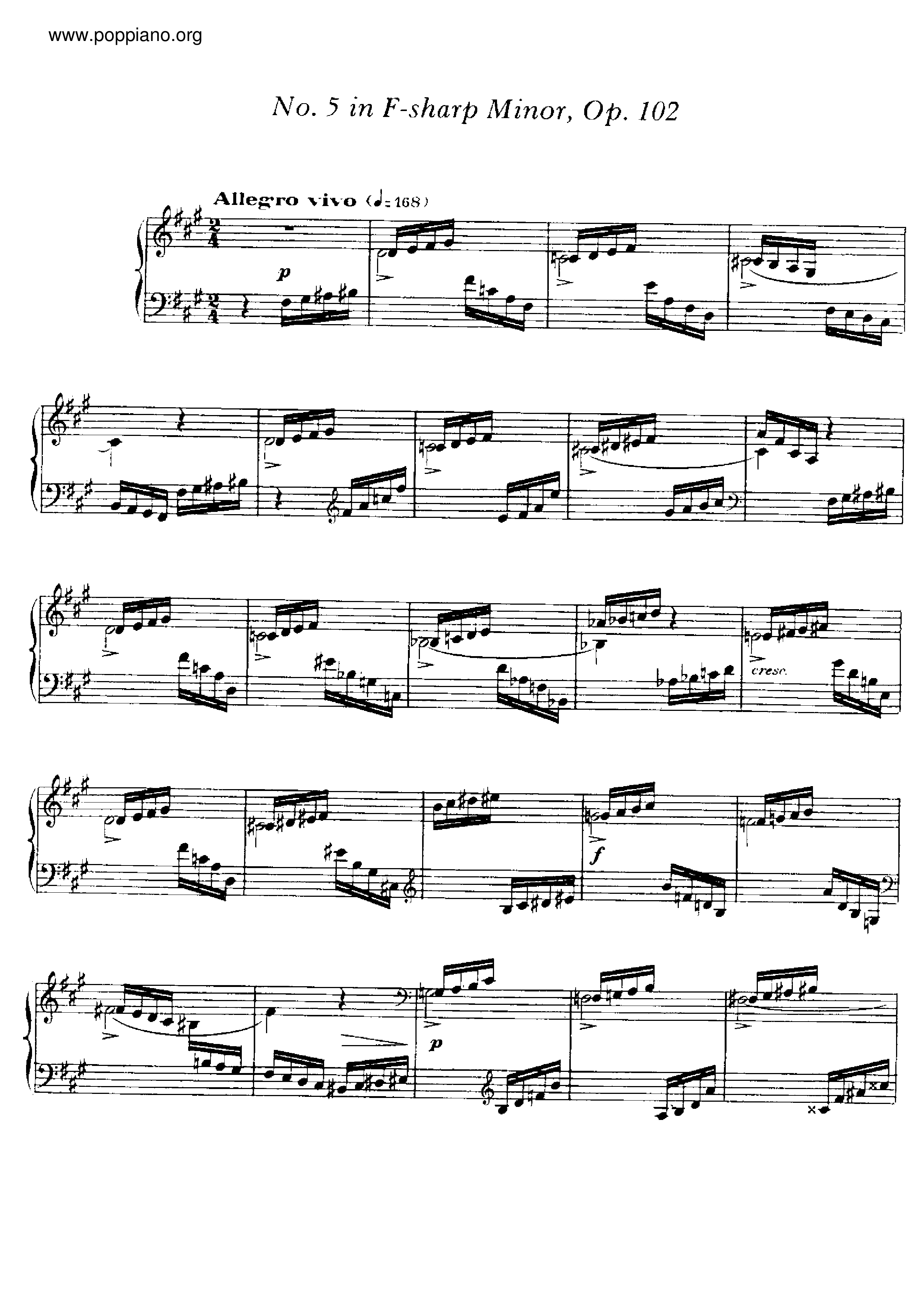 Impromptu No.5, Op.102琴谱