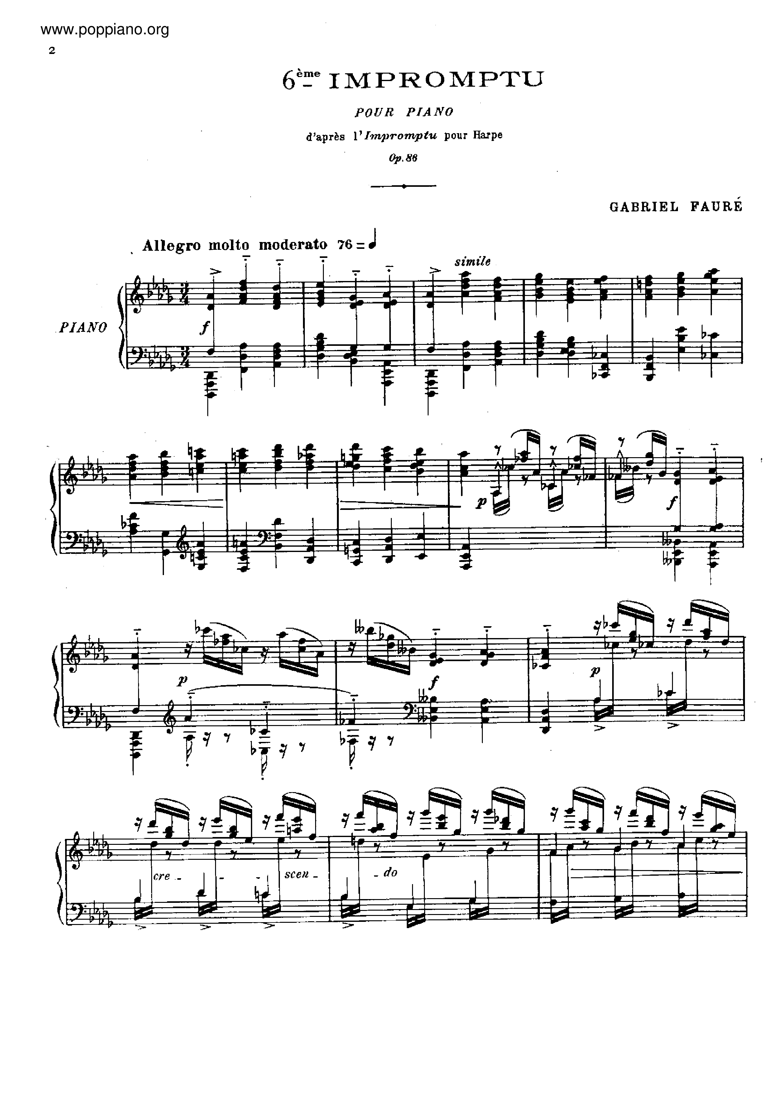 Impromptu No.6, Op.86 Score