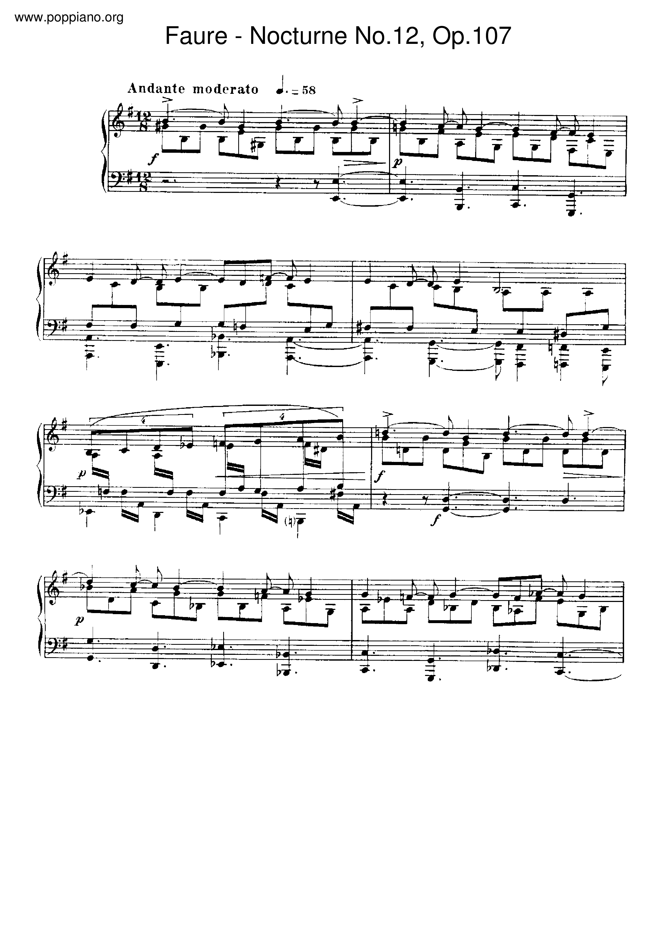 Nocturne No.12, Op.107 Score