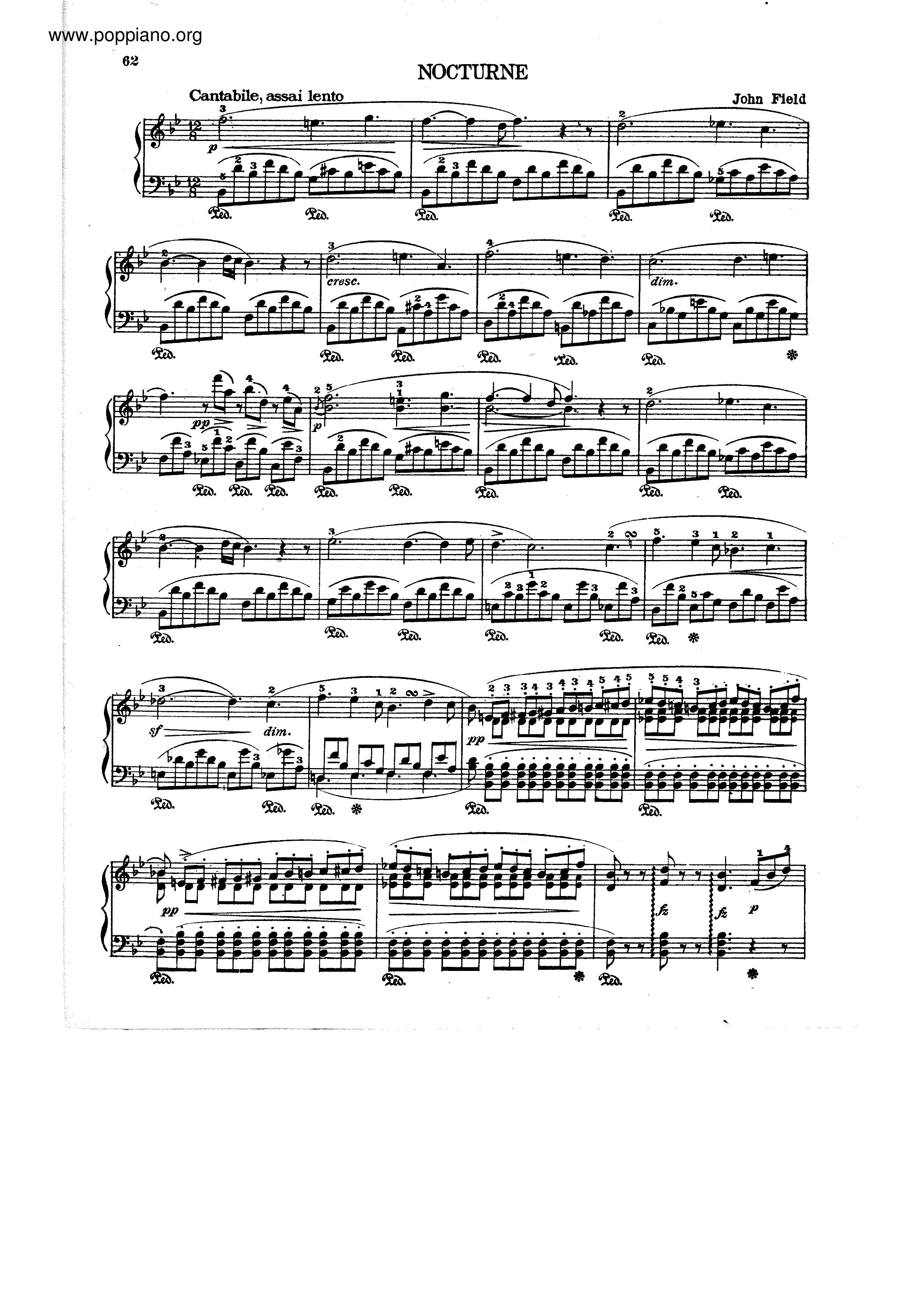 Nocturne No.5 in B Flat Major Score