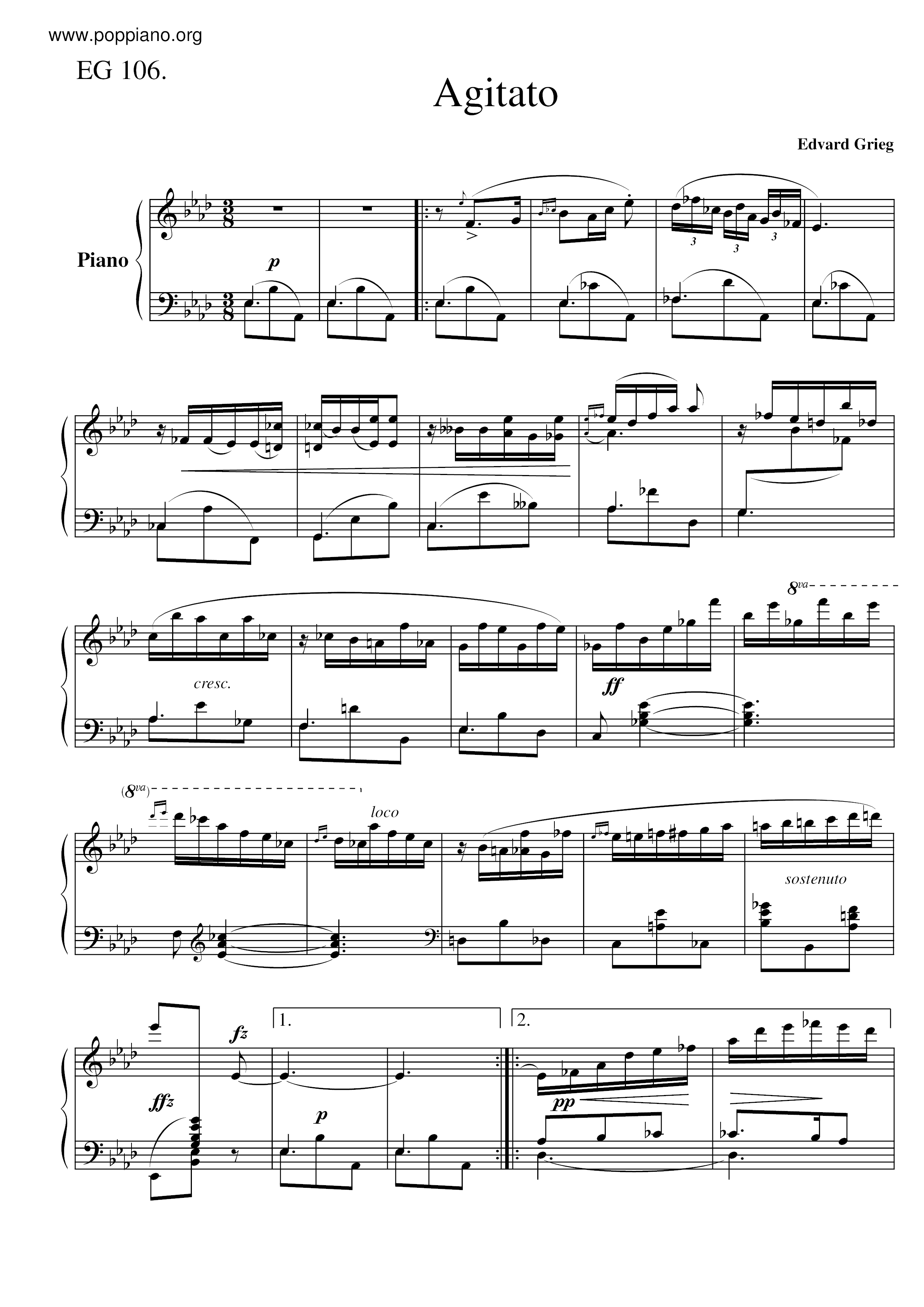 Agitato, EG 106ピアノ譜