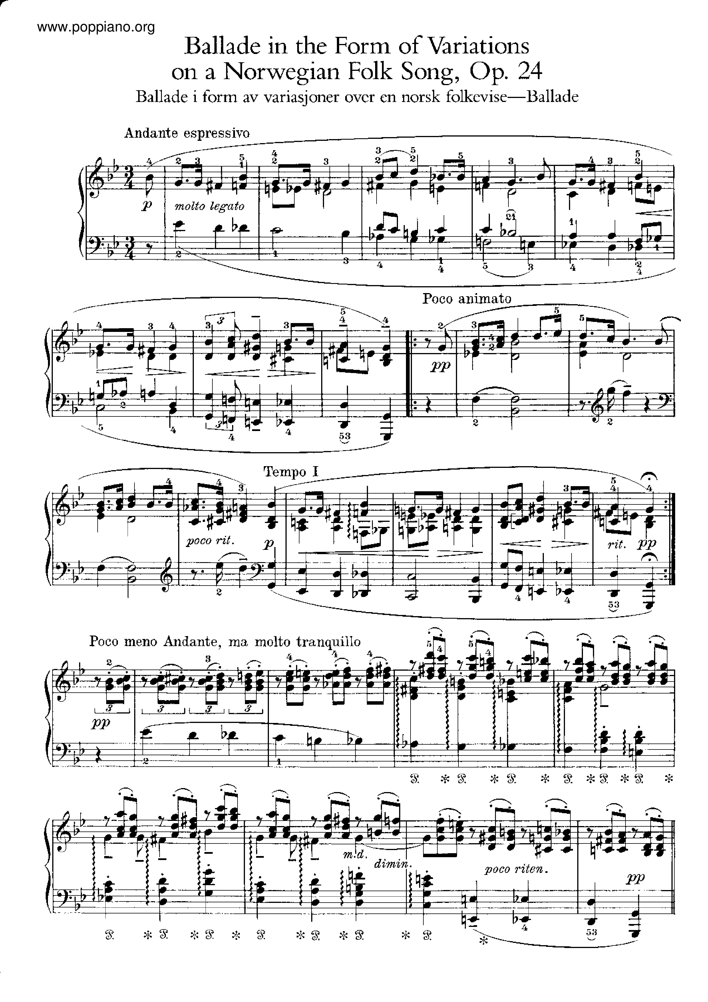 Ballade, Op.24琴譜