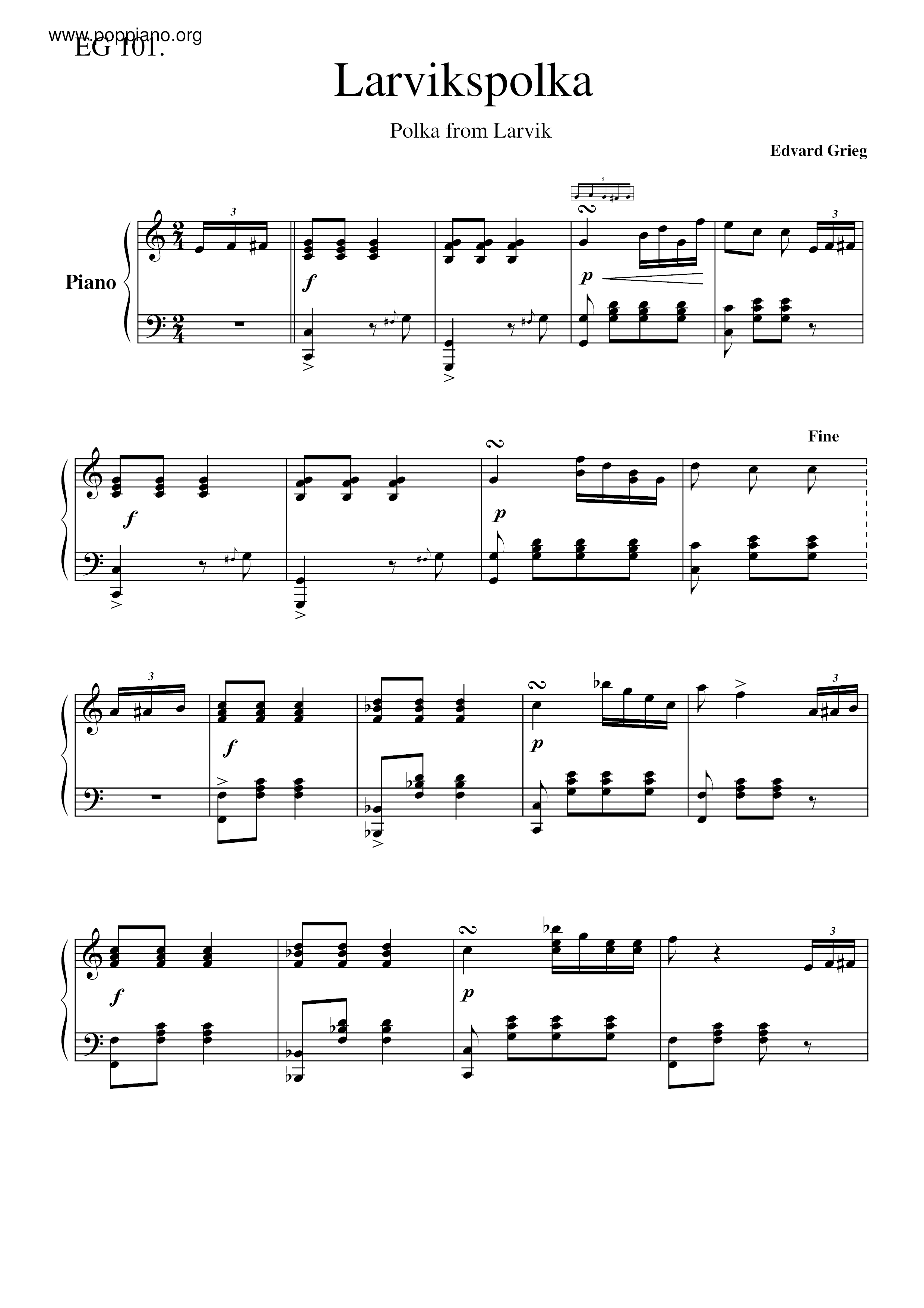 Larvikspolka, EG 101琴譜