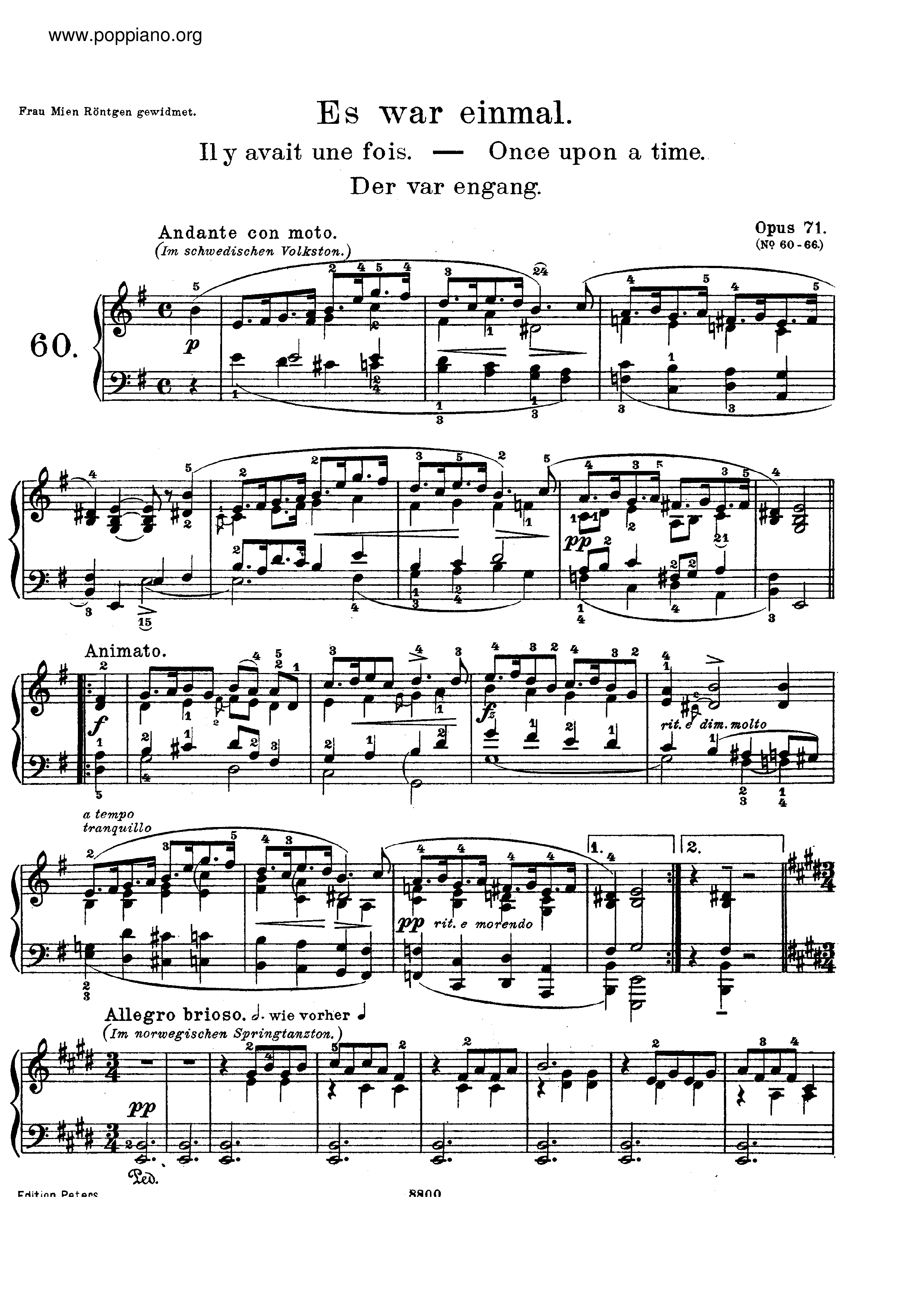 Lyric Pieces, Op.71琴譜