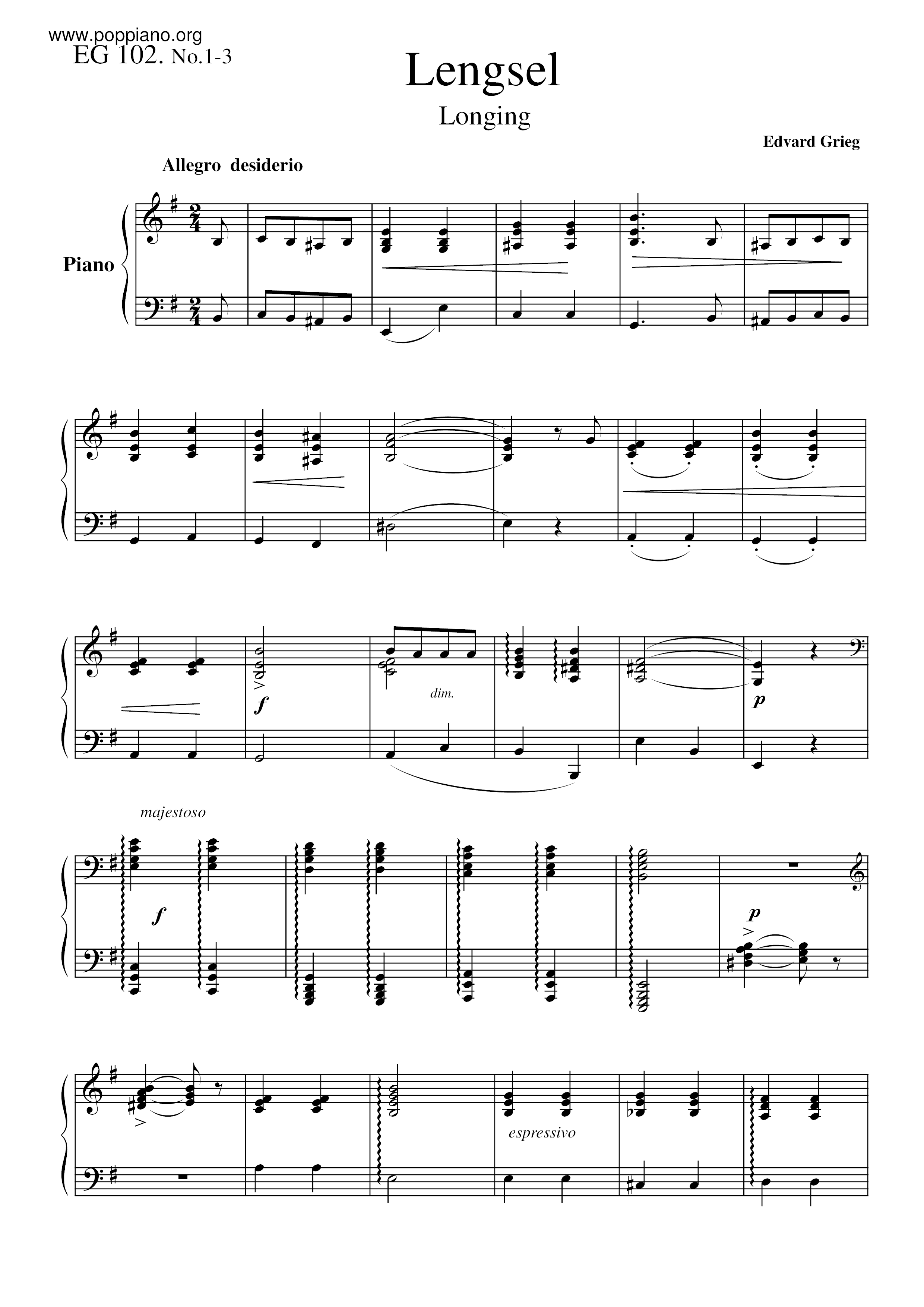 3 Piano Pieces, EG 102 Score