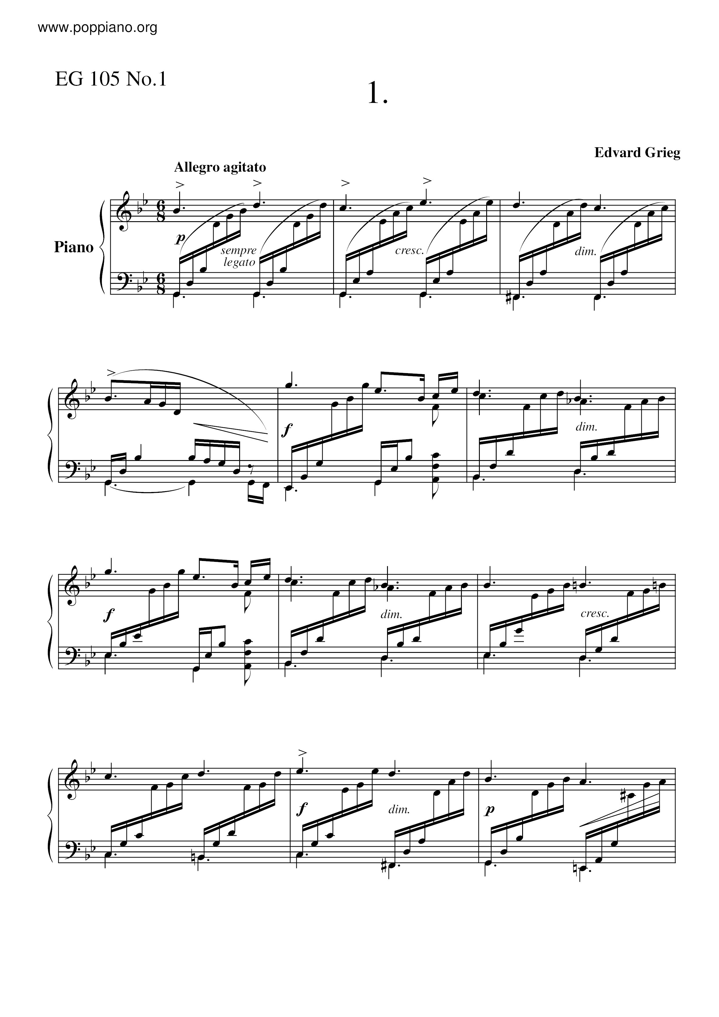 3 Piano Pieces, EG 105 Score