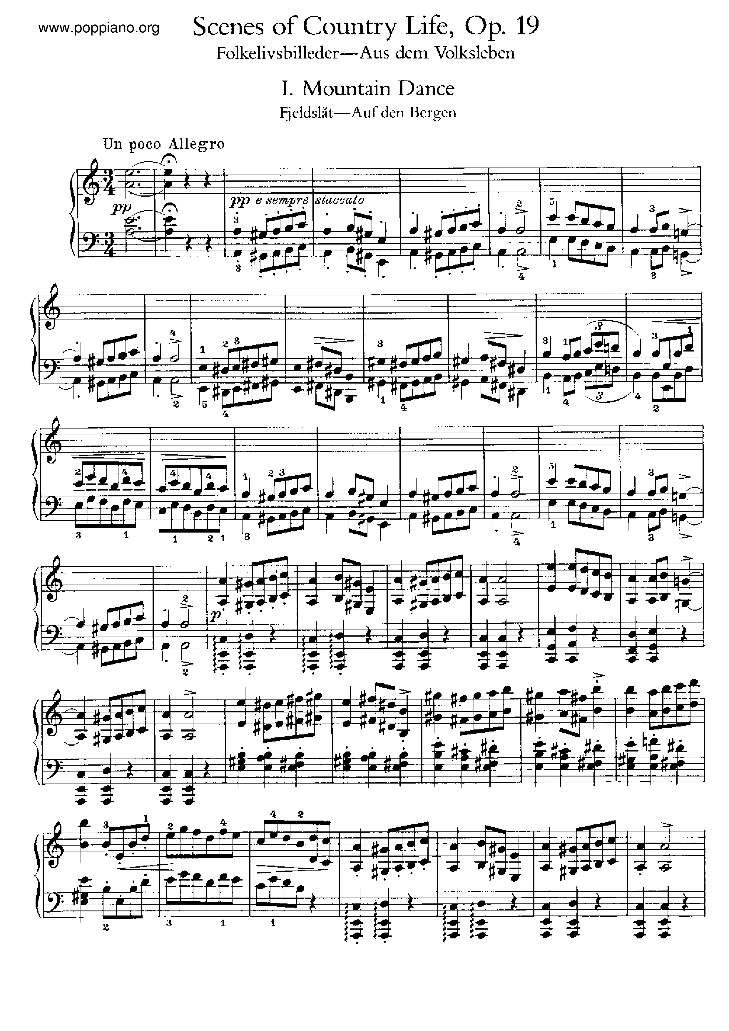 Scenes of Country Life, Op.19 Score