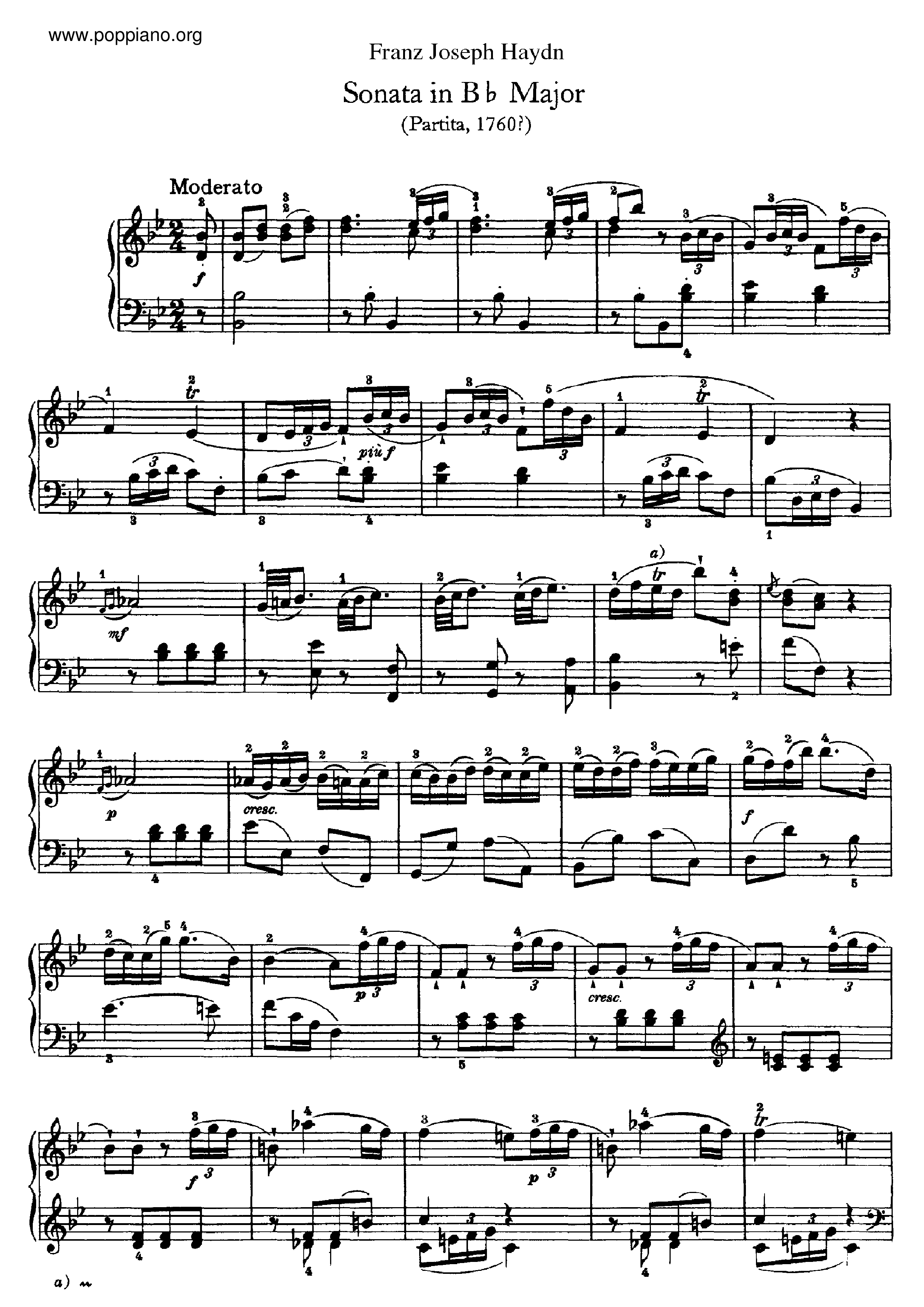 Sonata No.2 in B flat major Score