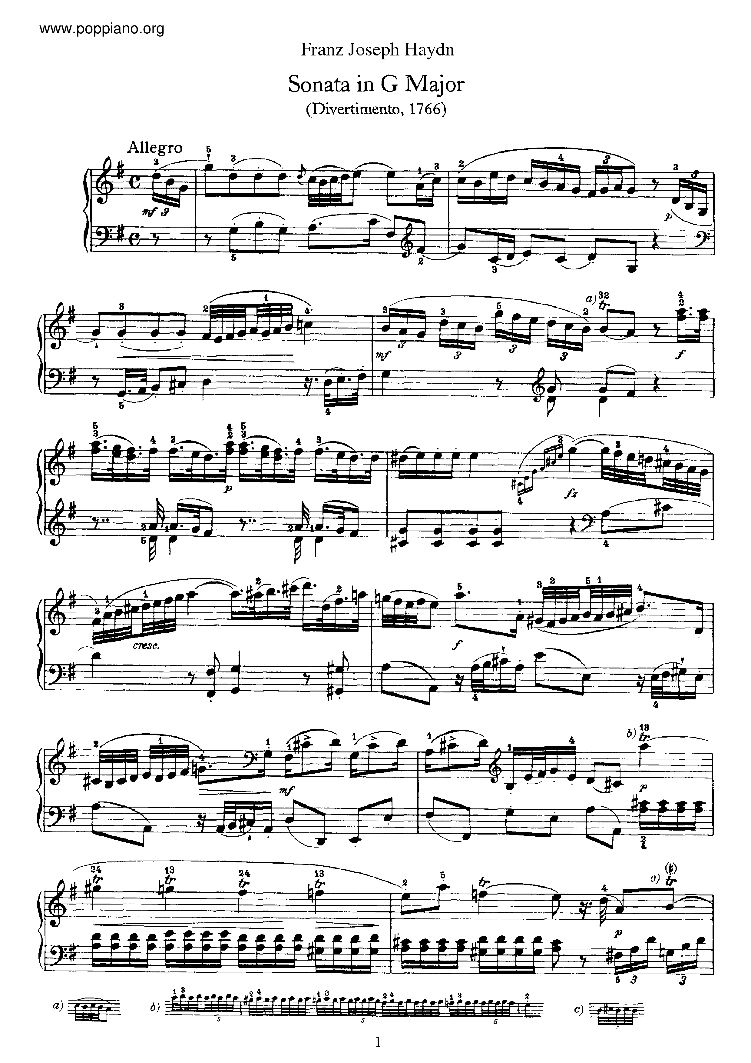 Sonata No.6 in G major Score