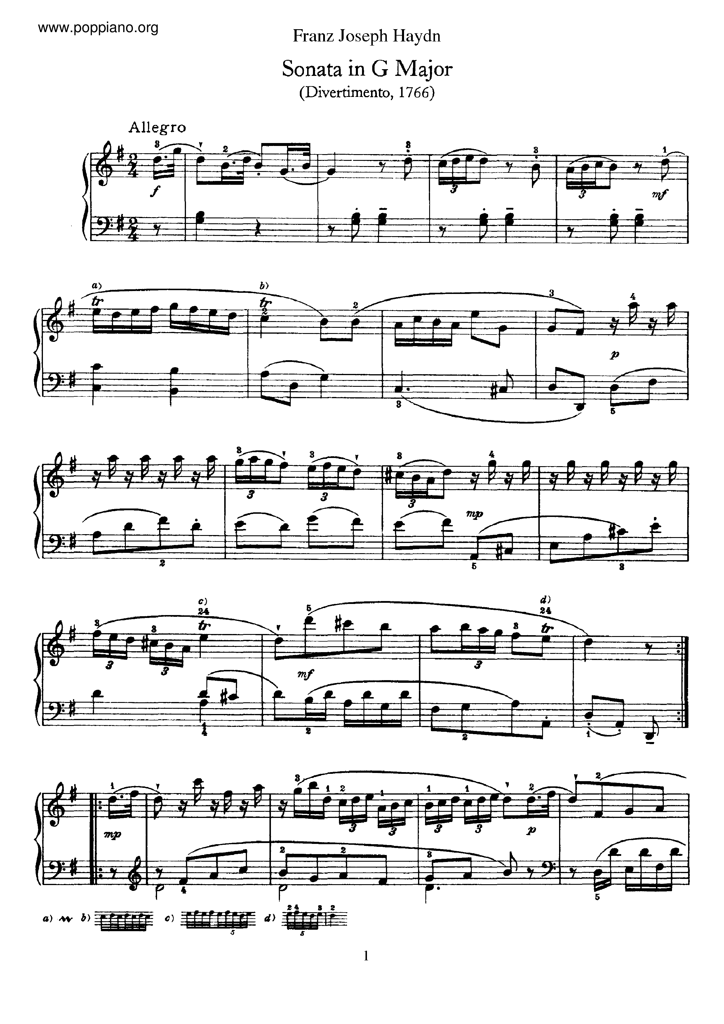 Sonata No.8 in G major Score