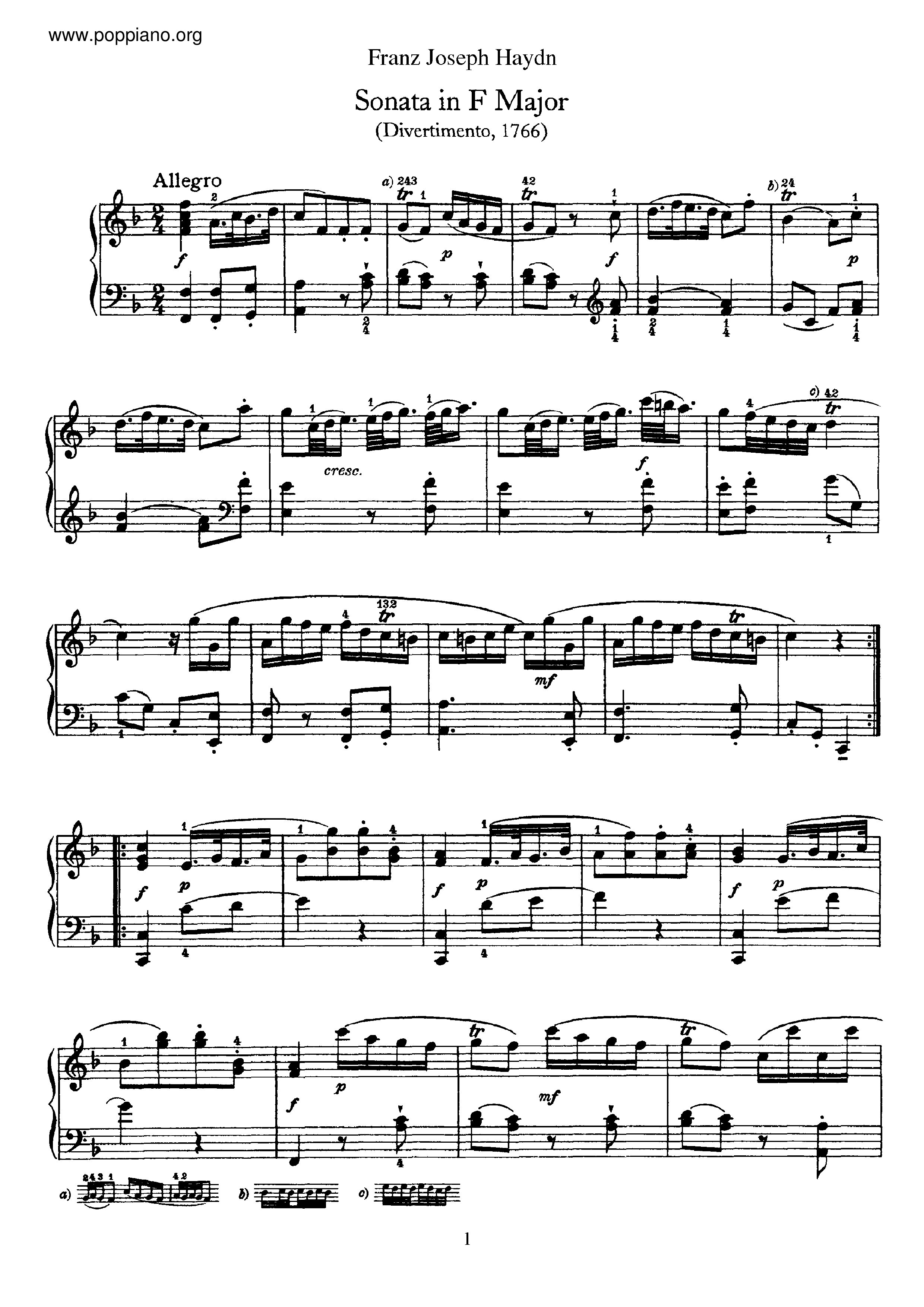 Sonata No.9 in F major Score
