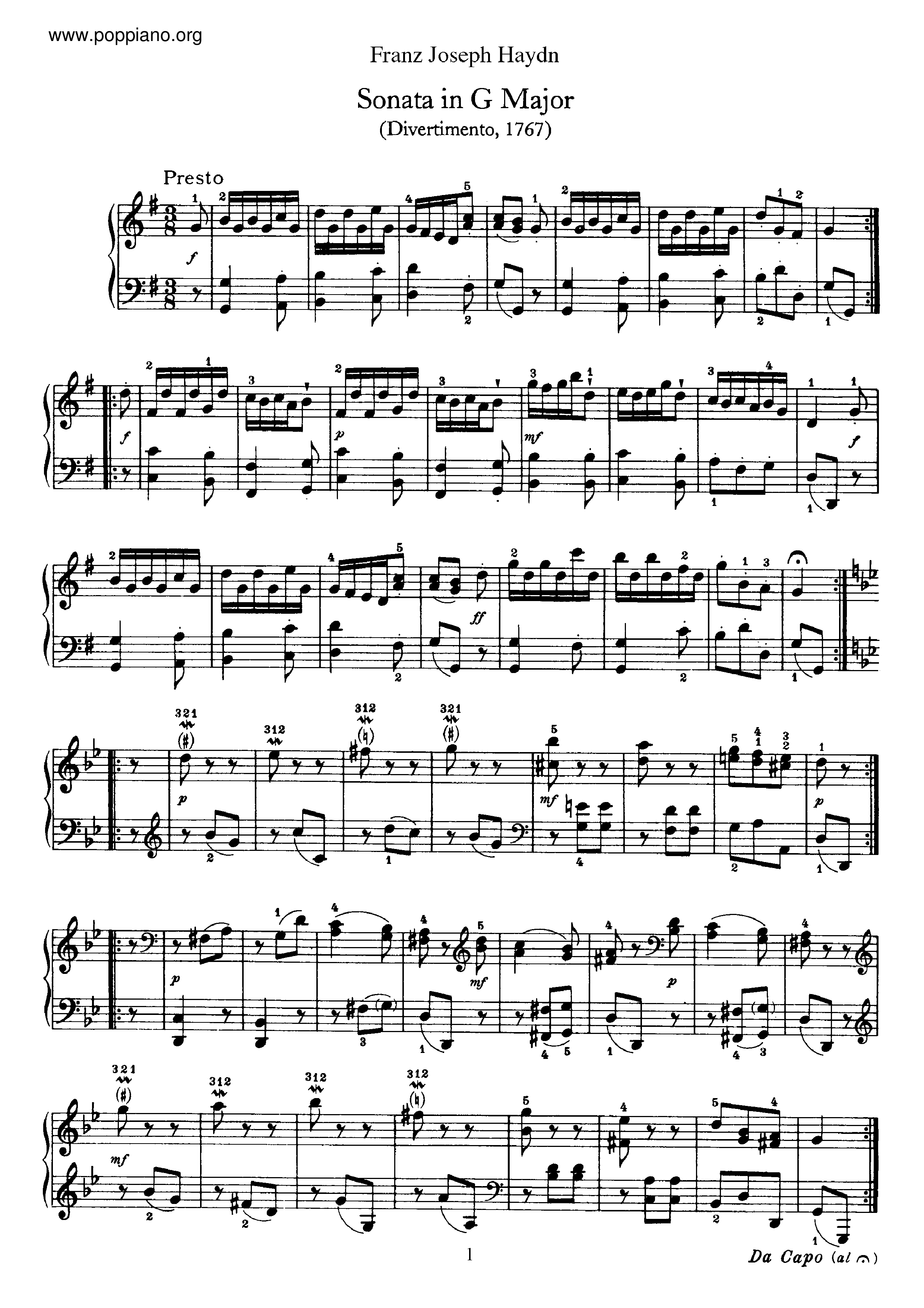 Sonata No.11 in G major Score
