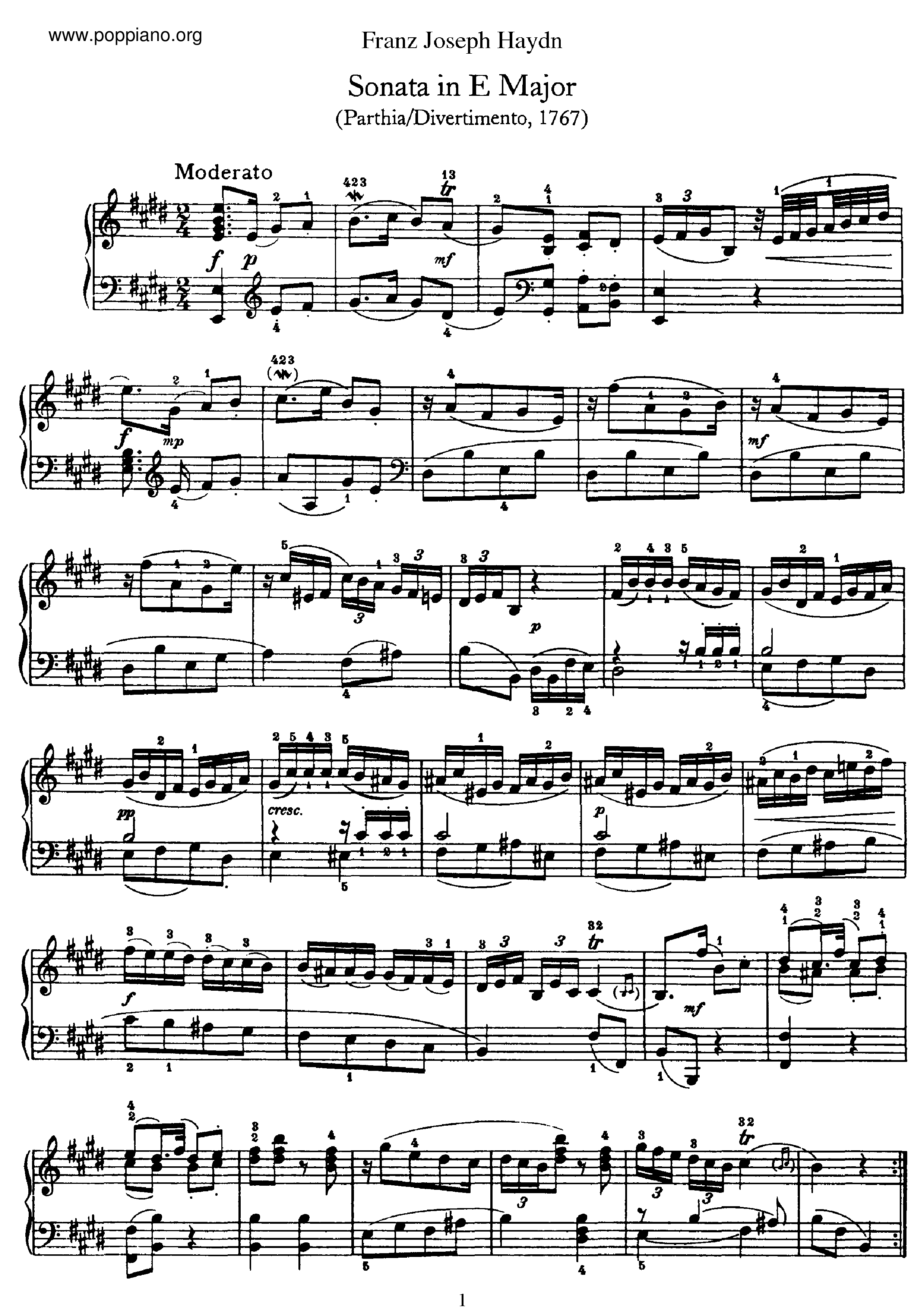 Sonata No.13 in E major Score