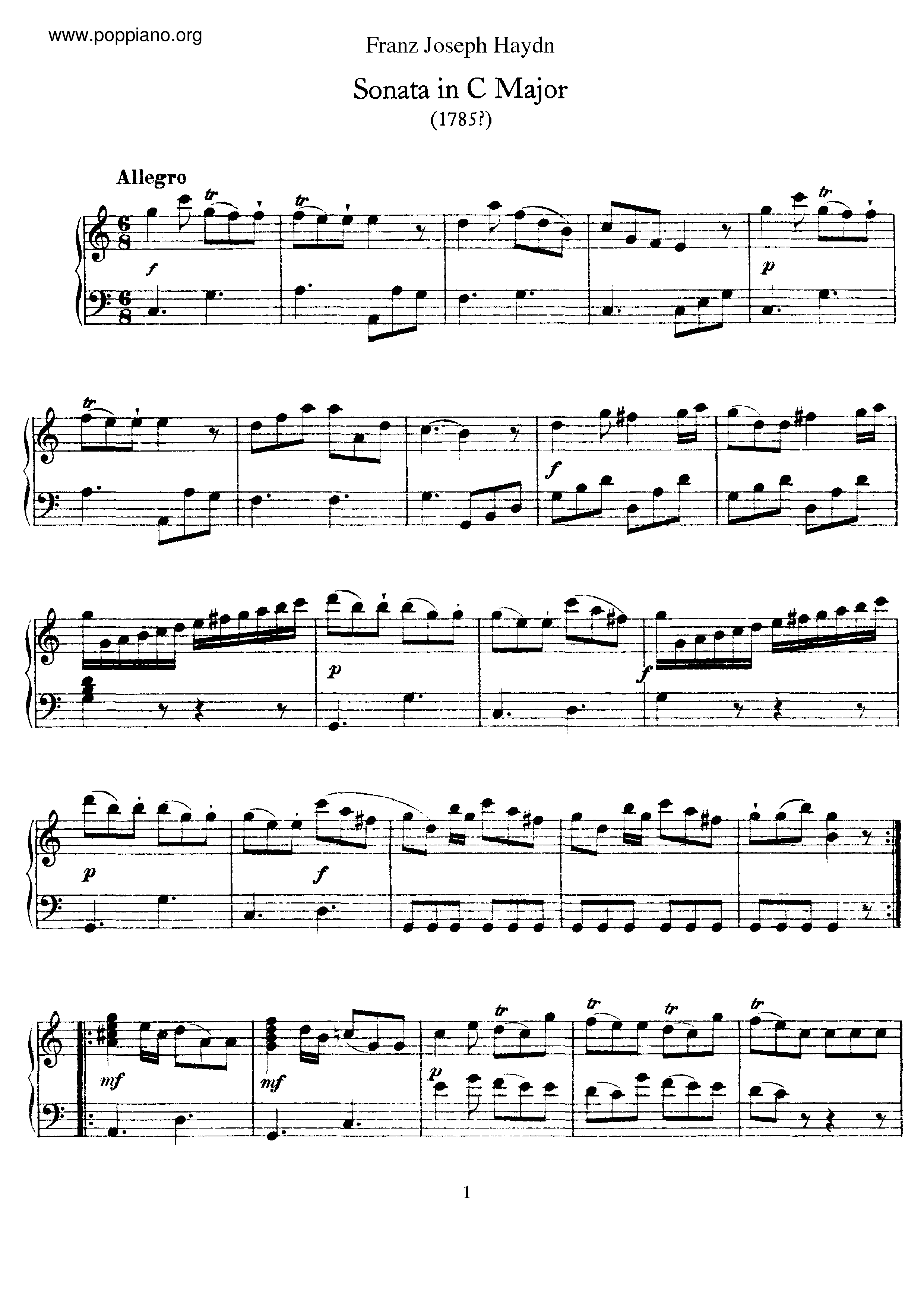 Sonata No.15 in C major琴谱