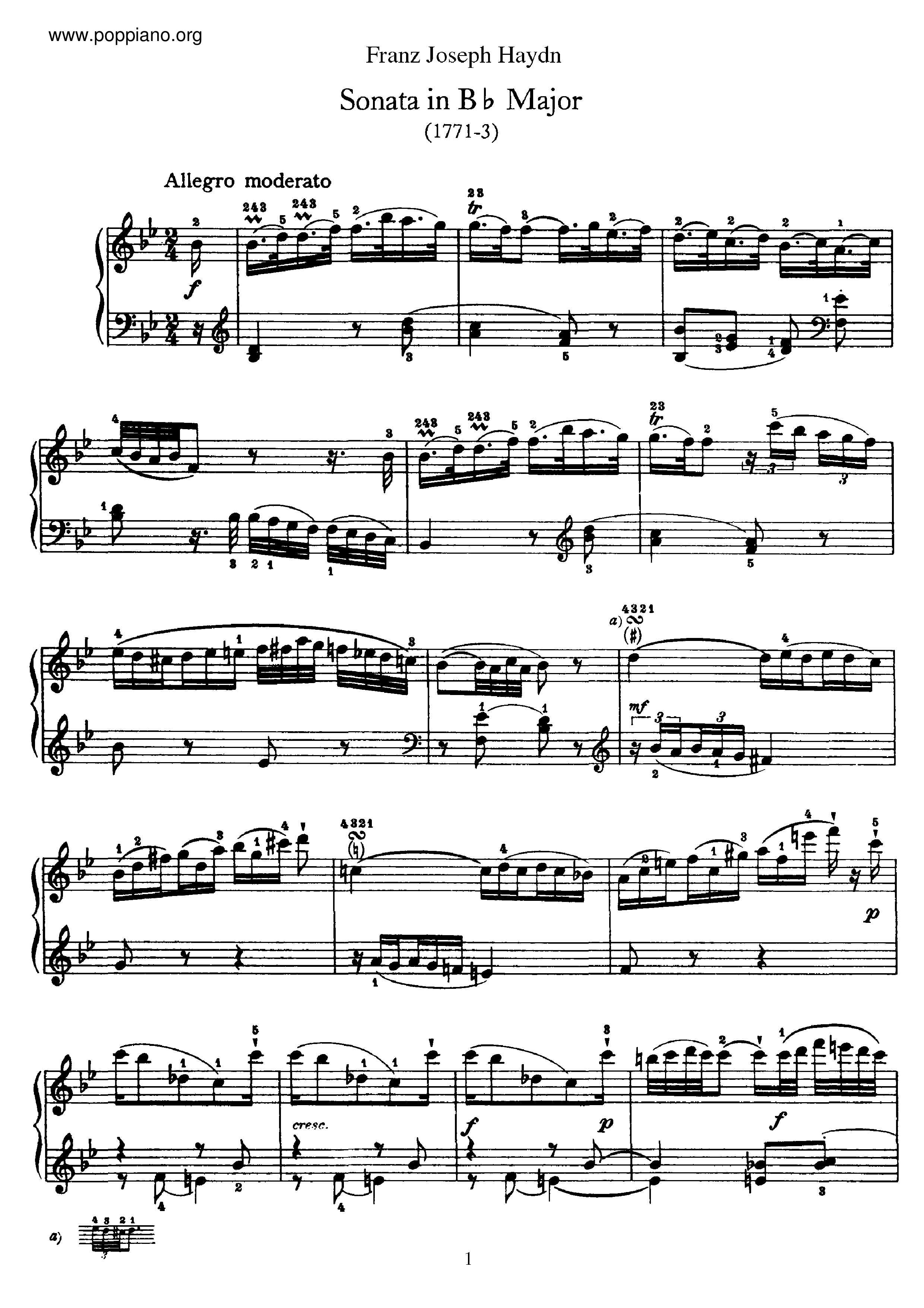 Sonata No.18 in B flat major Score