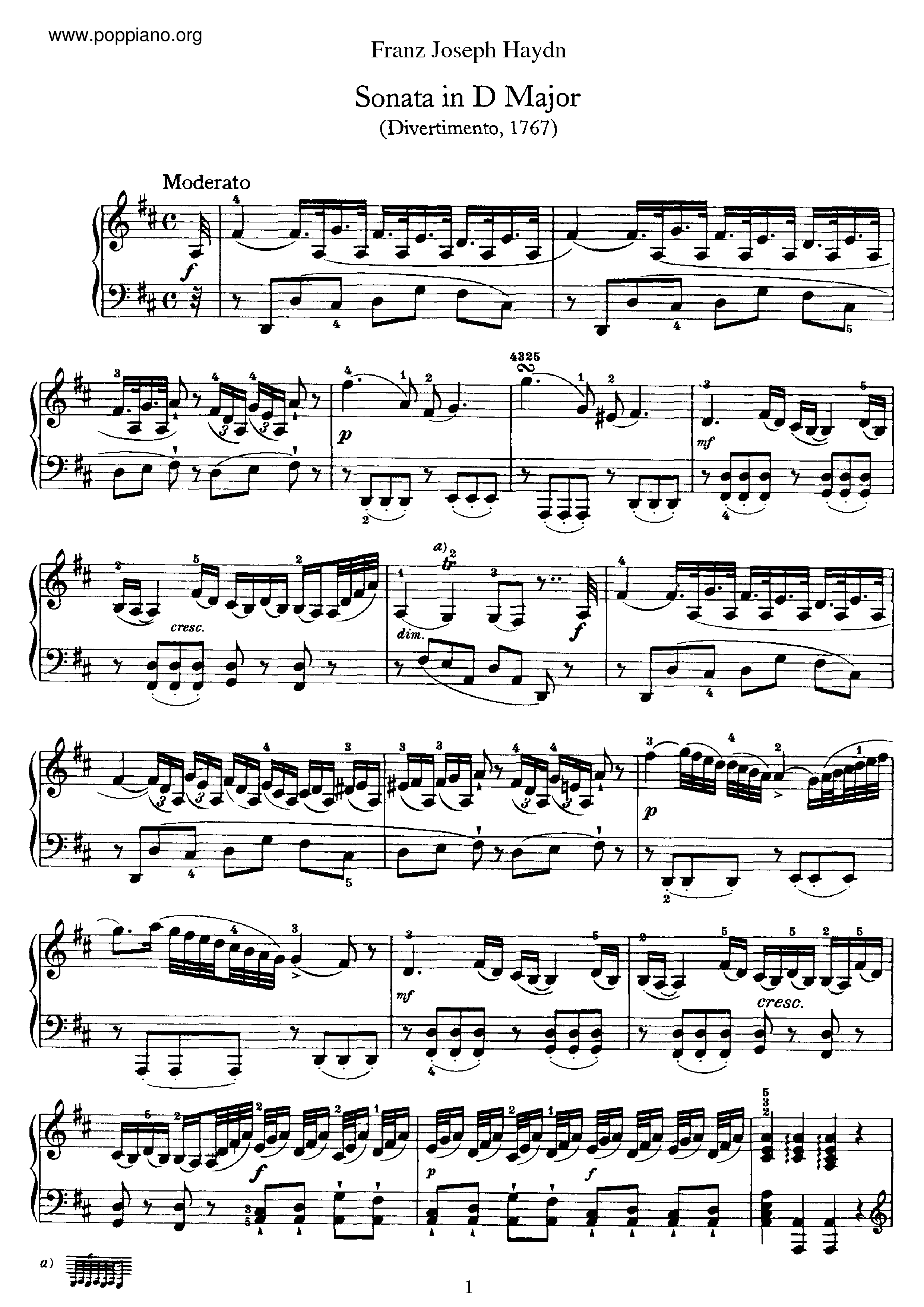 Sonata No.19 in D major Score