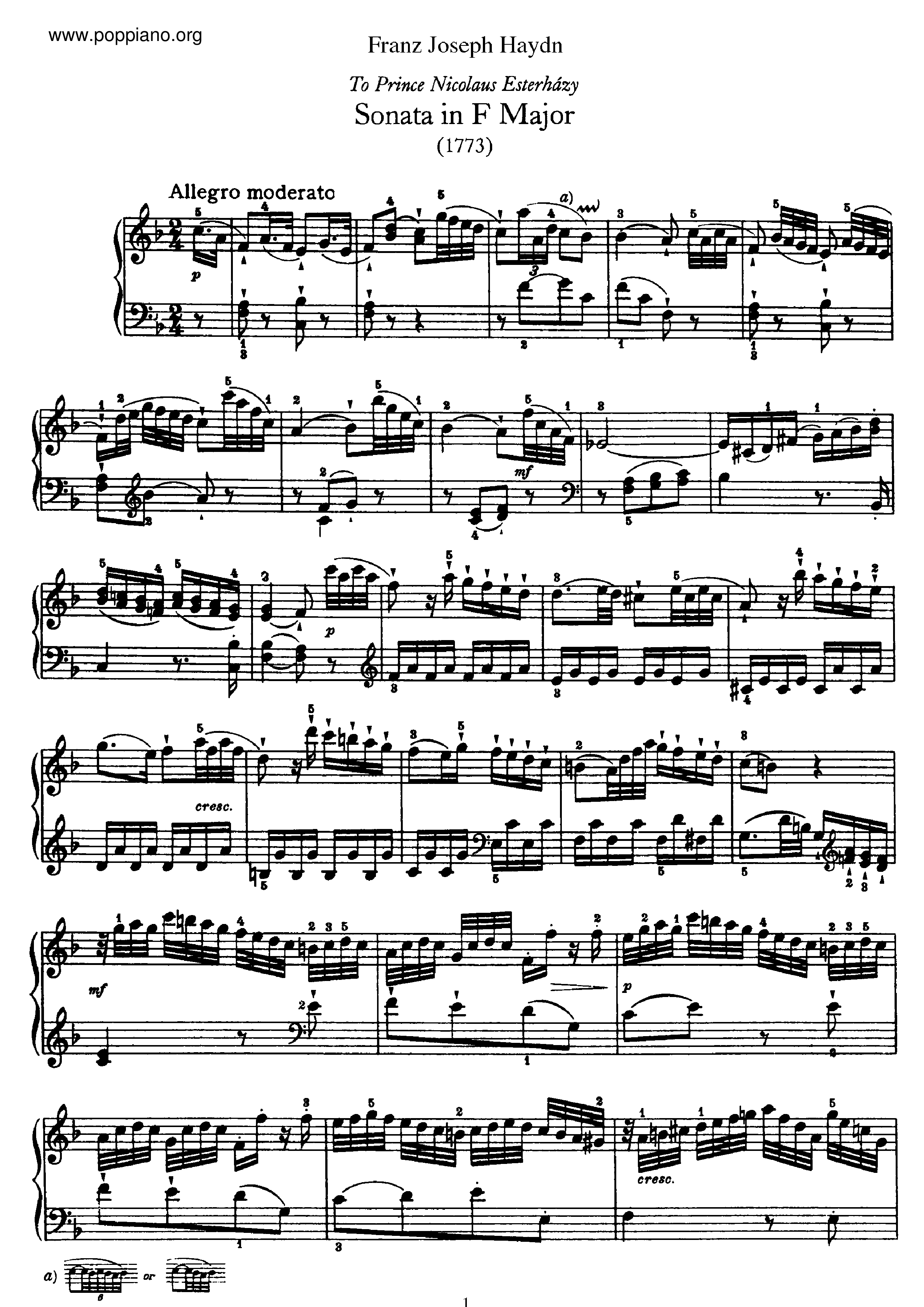 Sonata No.23 in F major Score