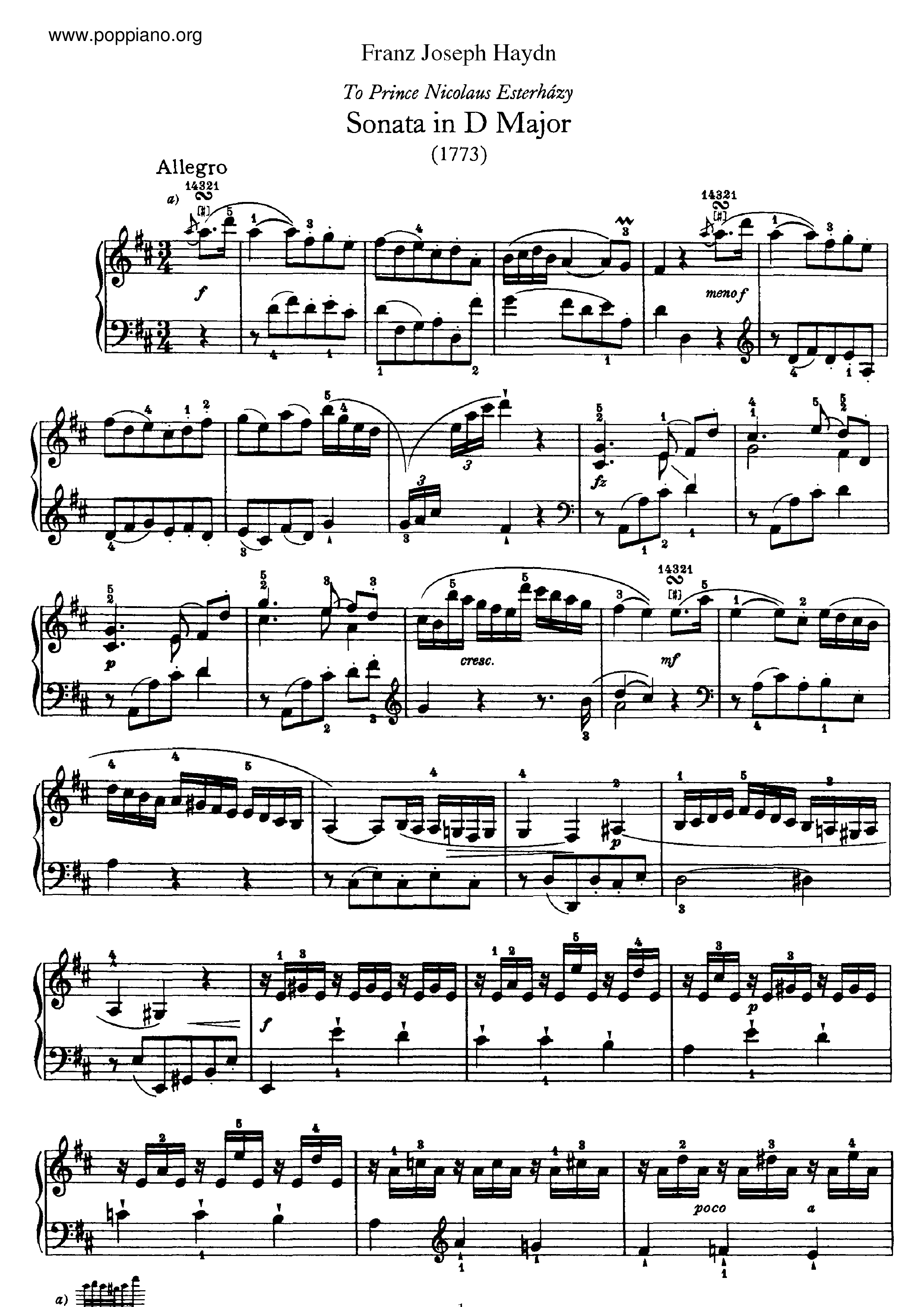 Sonata No.24 in D major Score