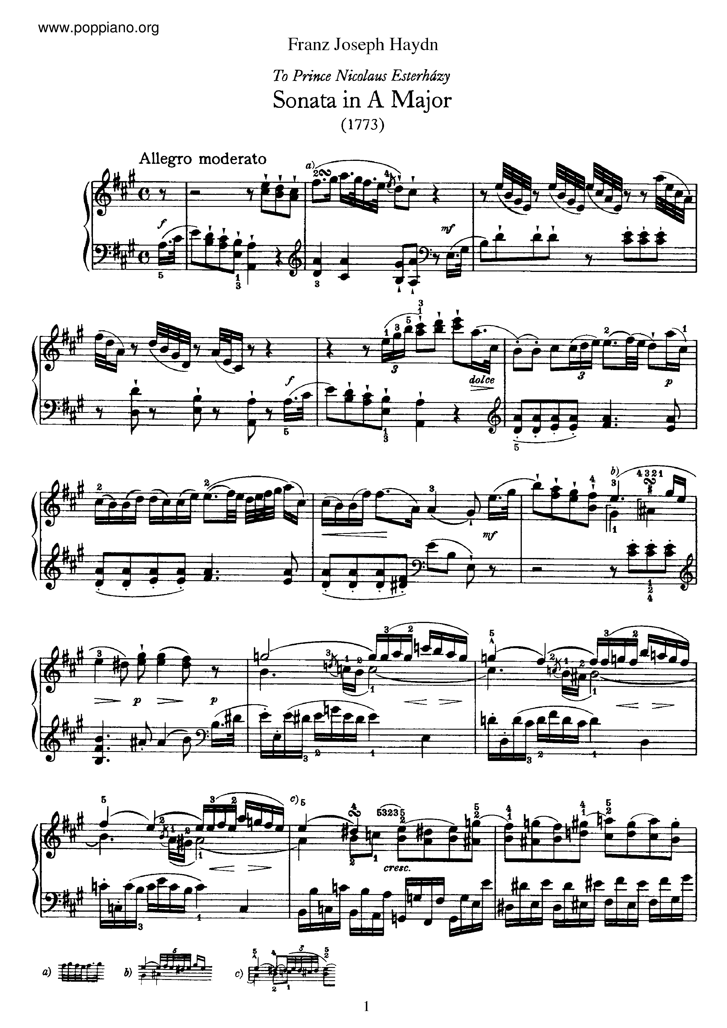 Sonata No.26 in A major Score