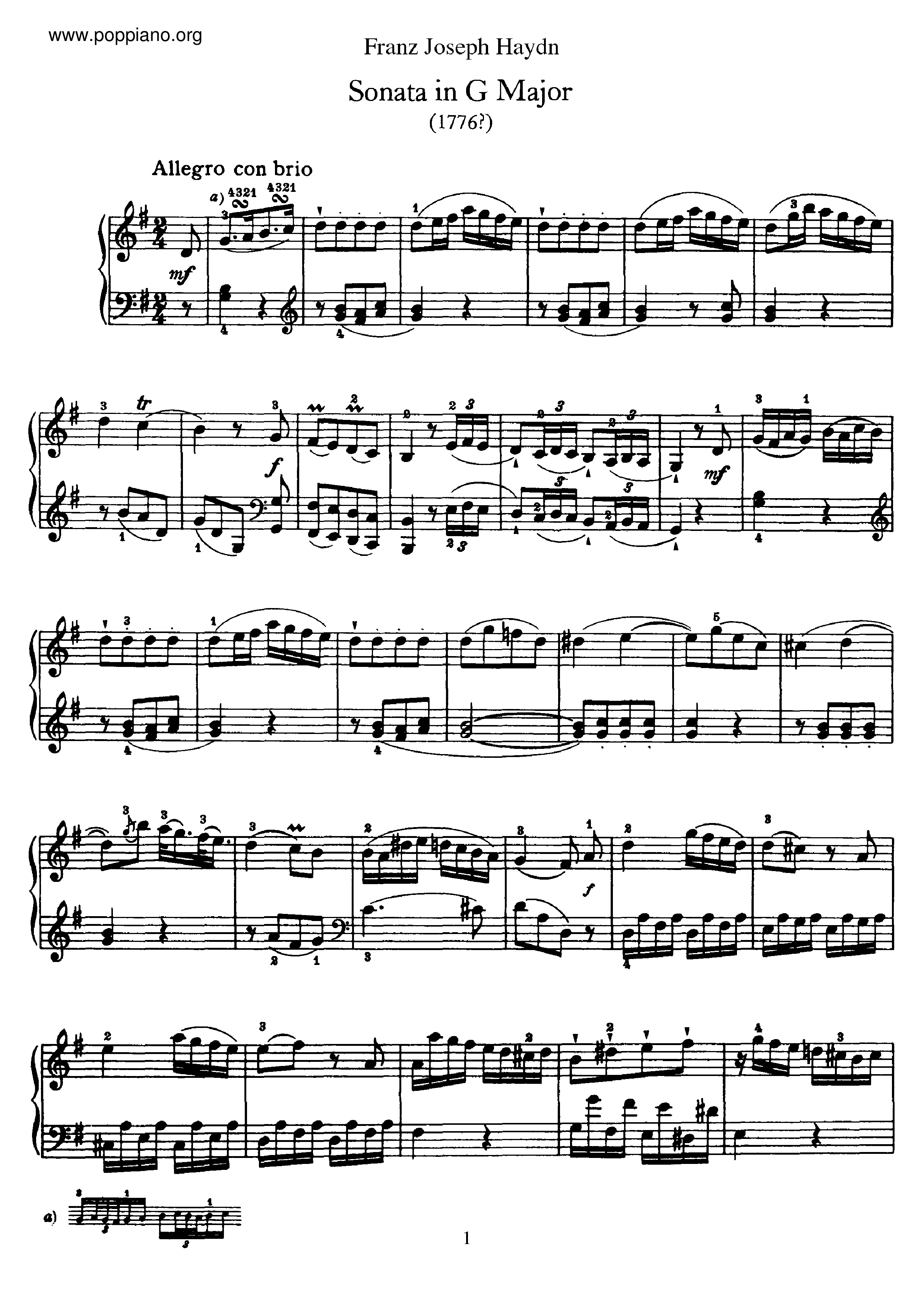 Sonata No.27 in G major Score
