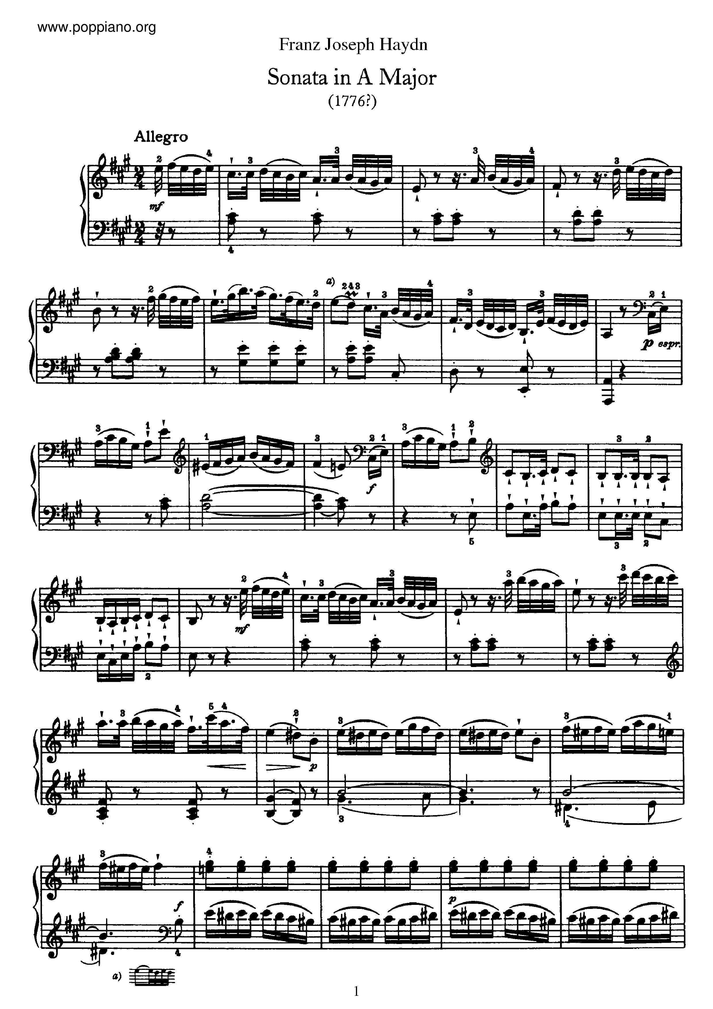 Sonata No.30 in A major Score