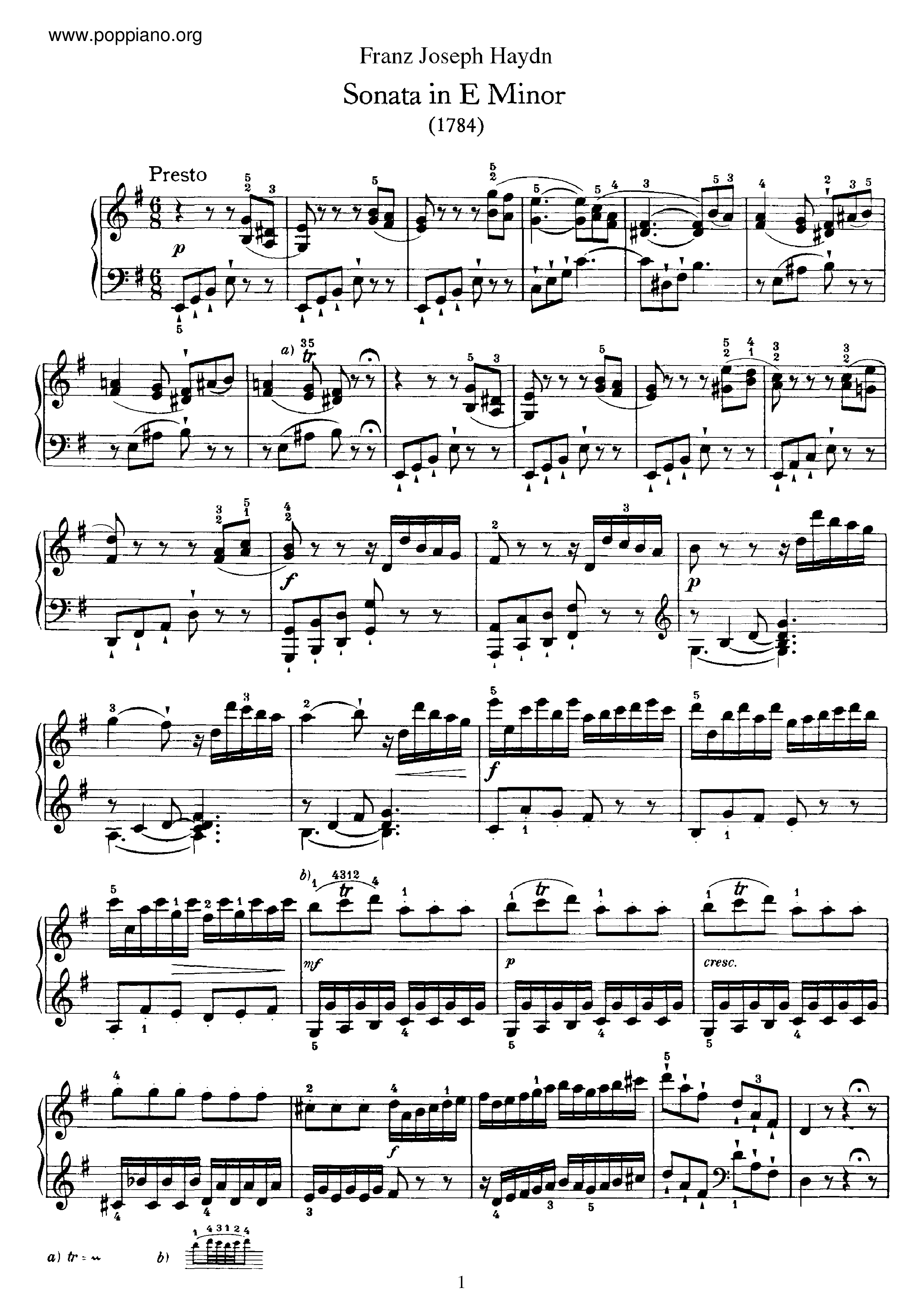 Sonata No.34 in E minorピアノ譜