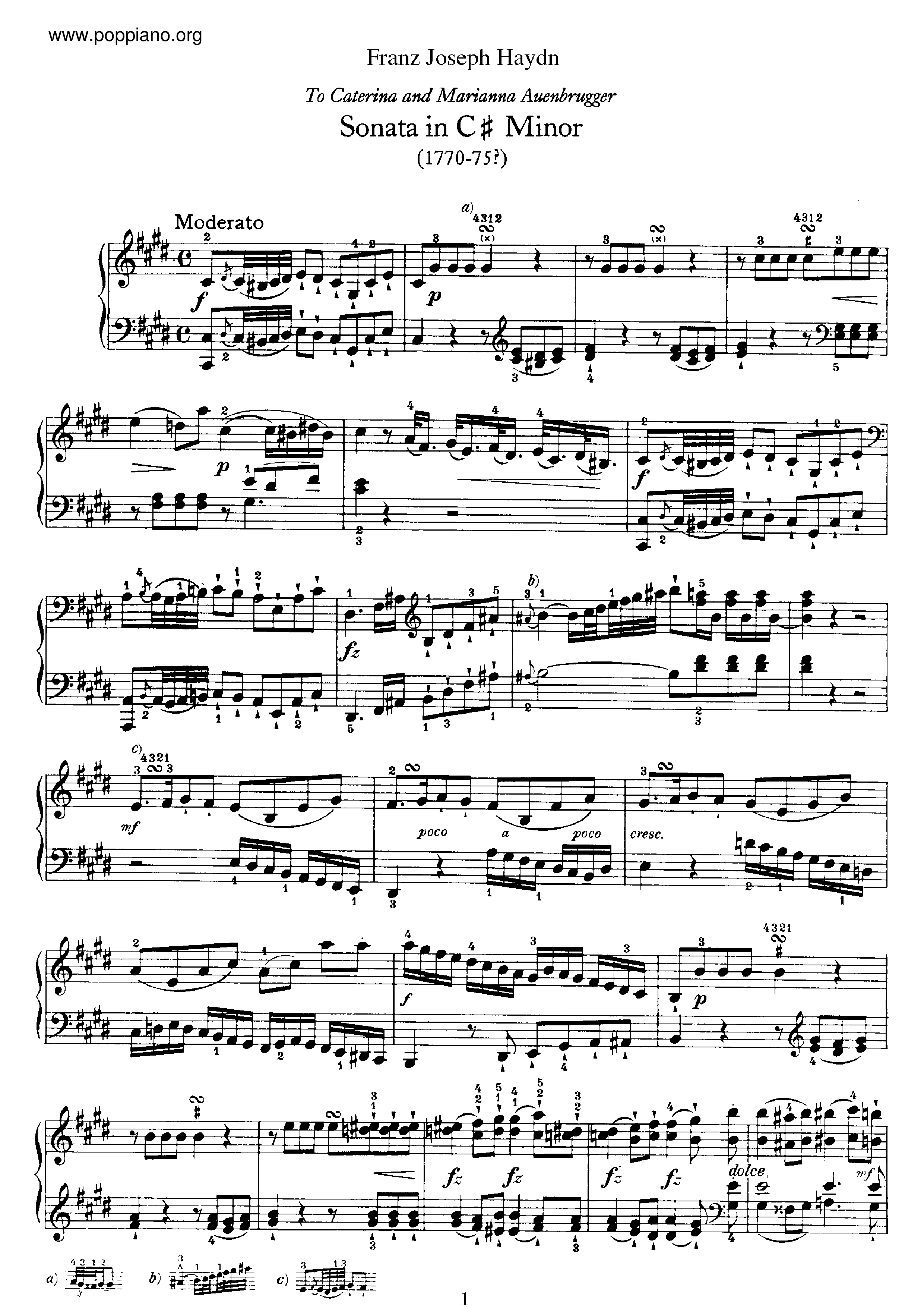 Sonata No.36 in c sharp minor Score