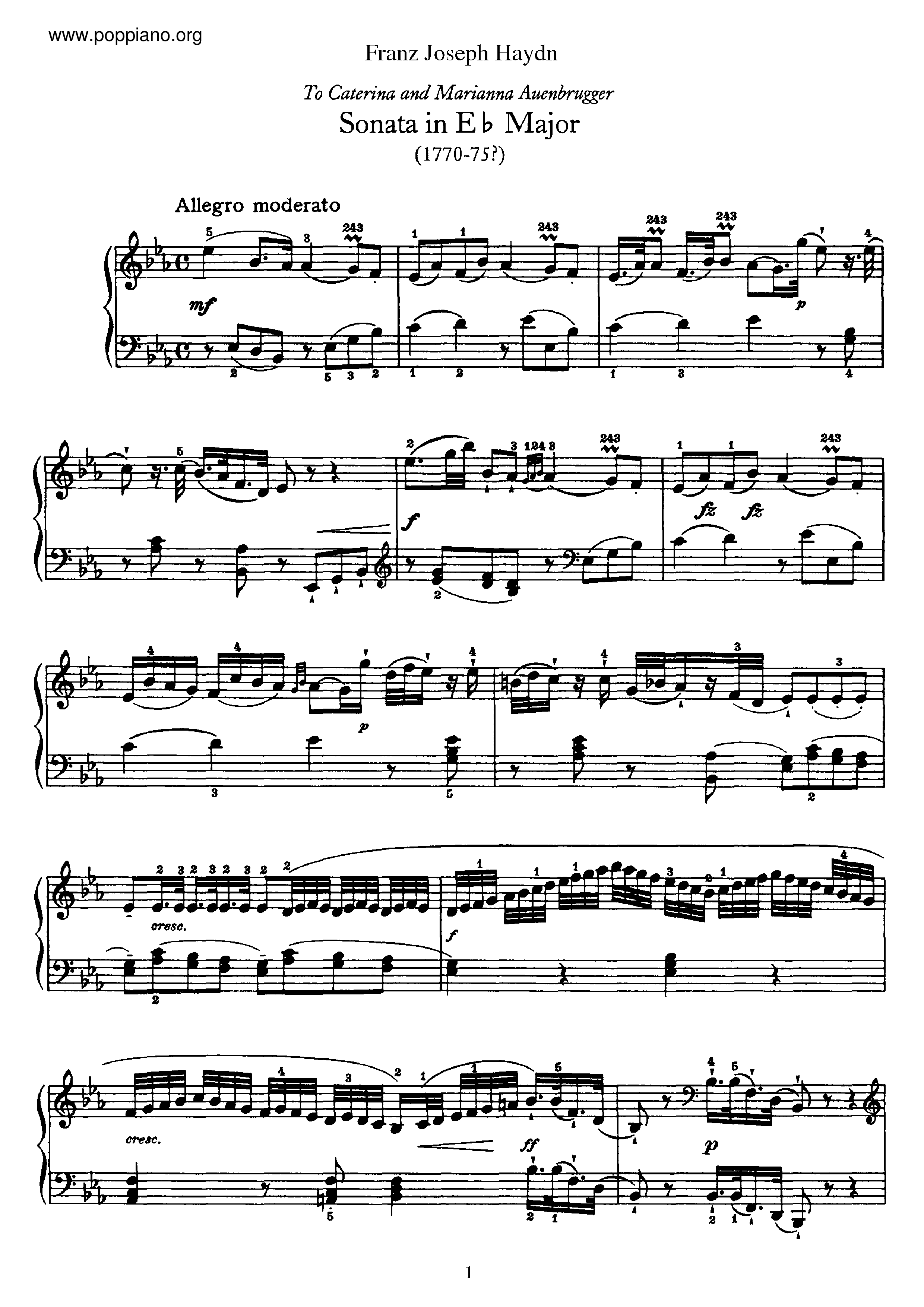 Sonata No.38 in E flat major Score