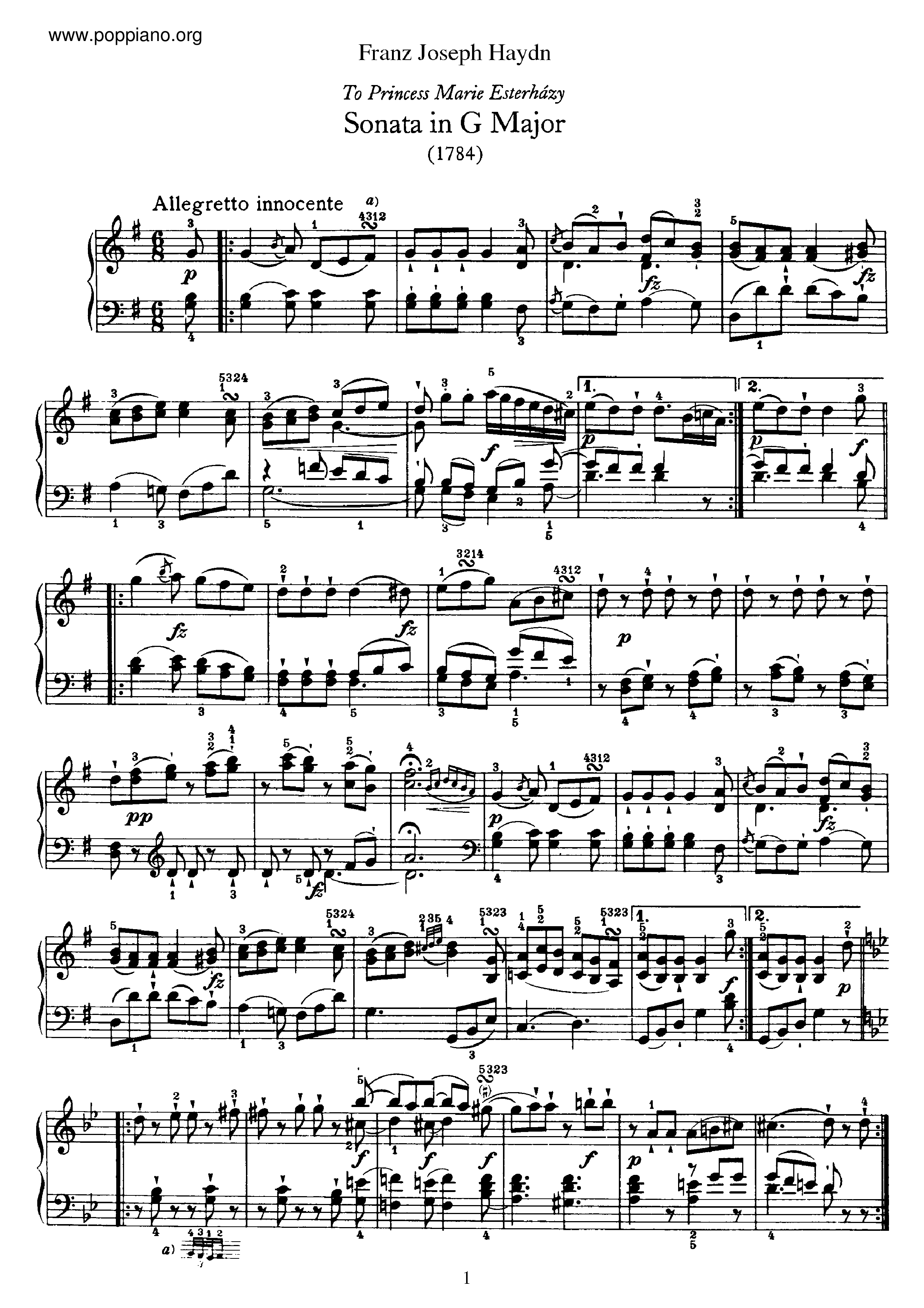 Sonata No.40 in G major琴谱