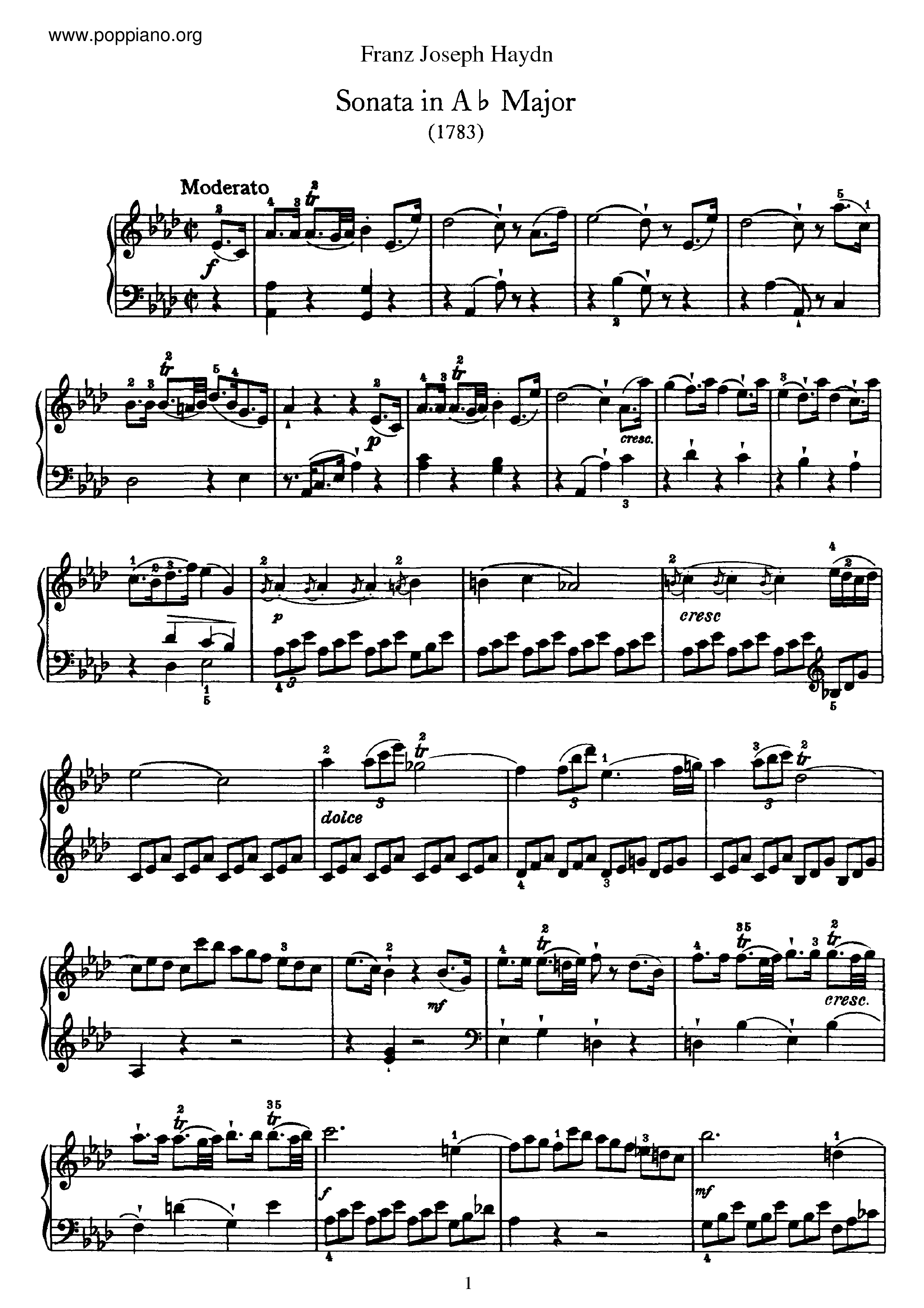 Sonata No.43 in A flat majorピアノ譜