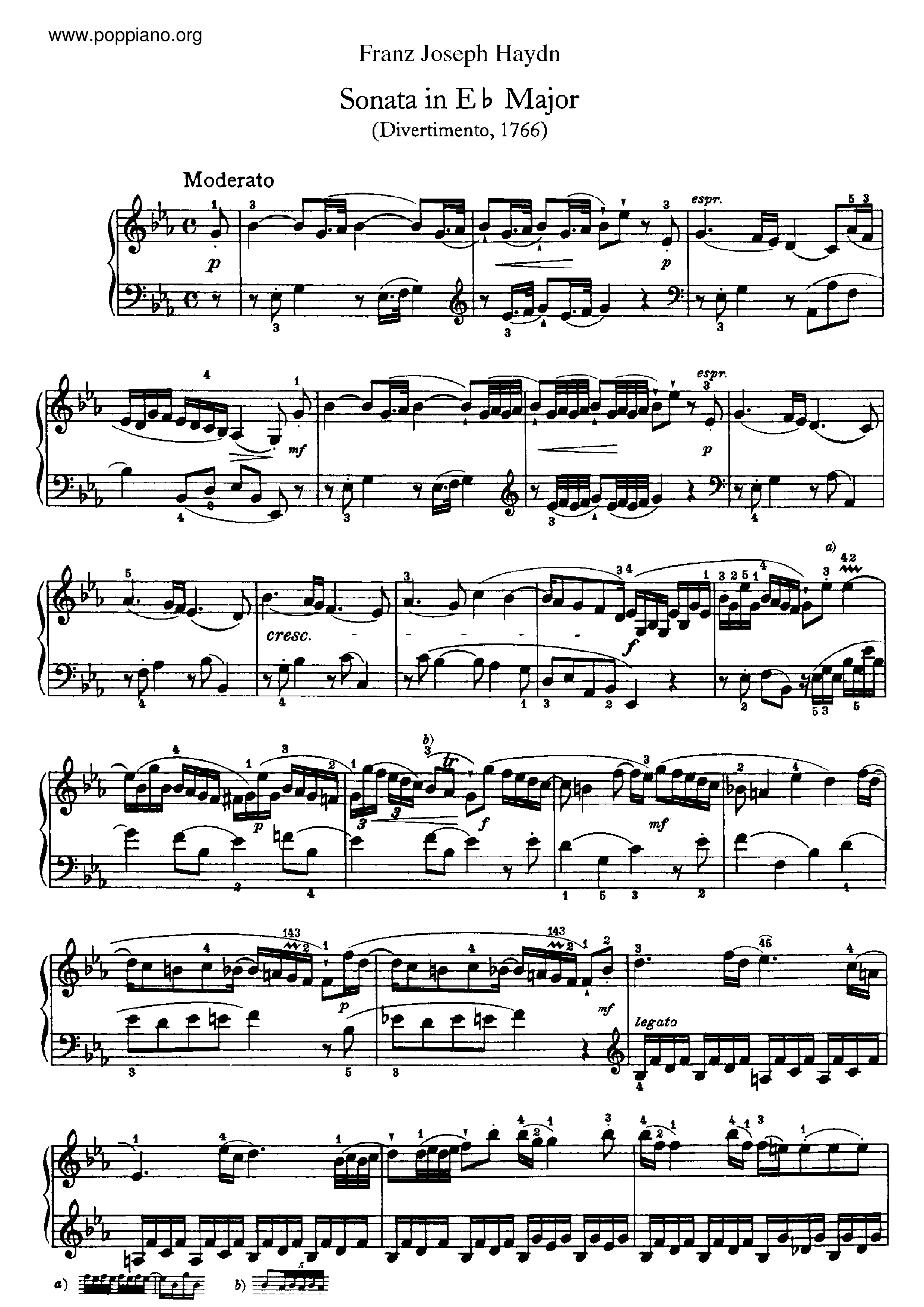Sonata No.45 in E flat major Score