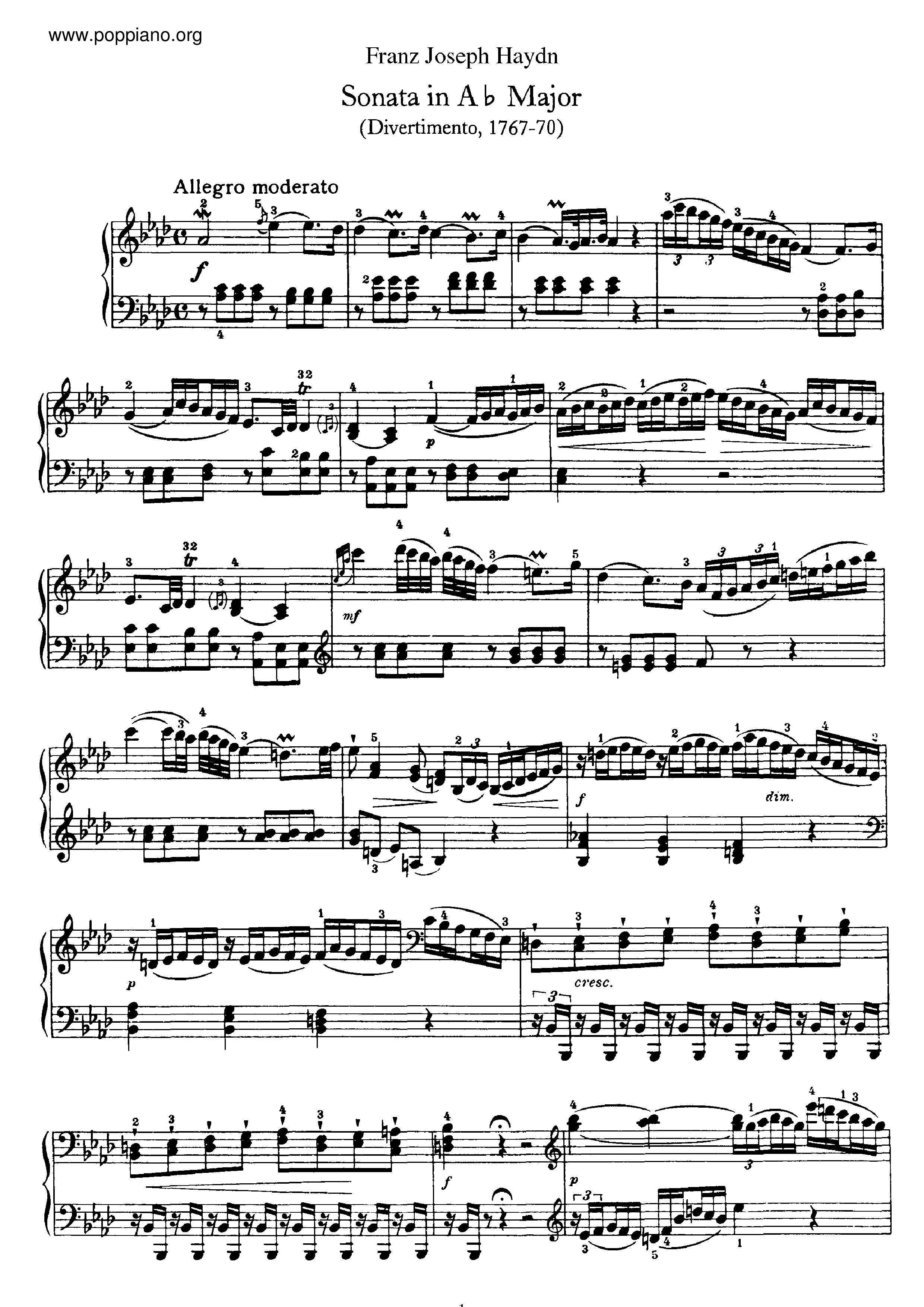 Sonata No.46 in A flat major Score
