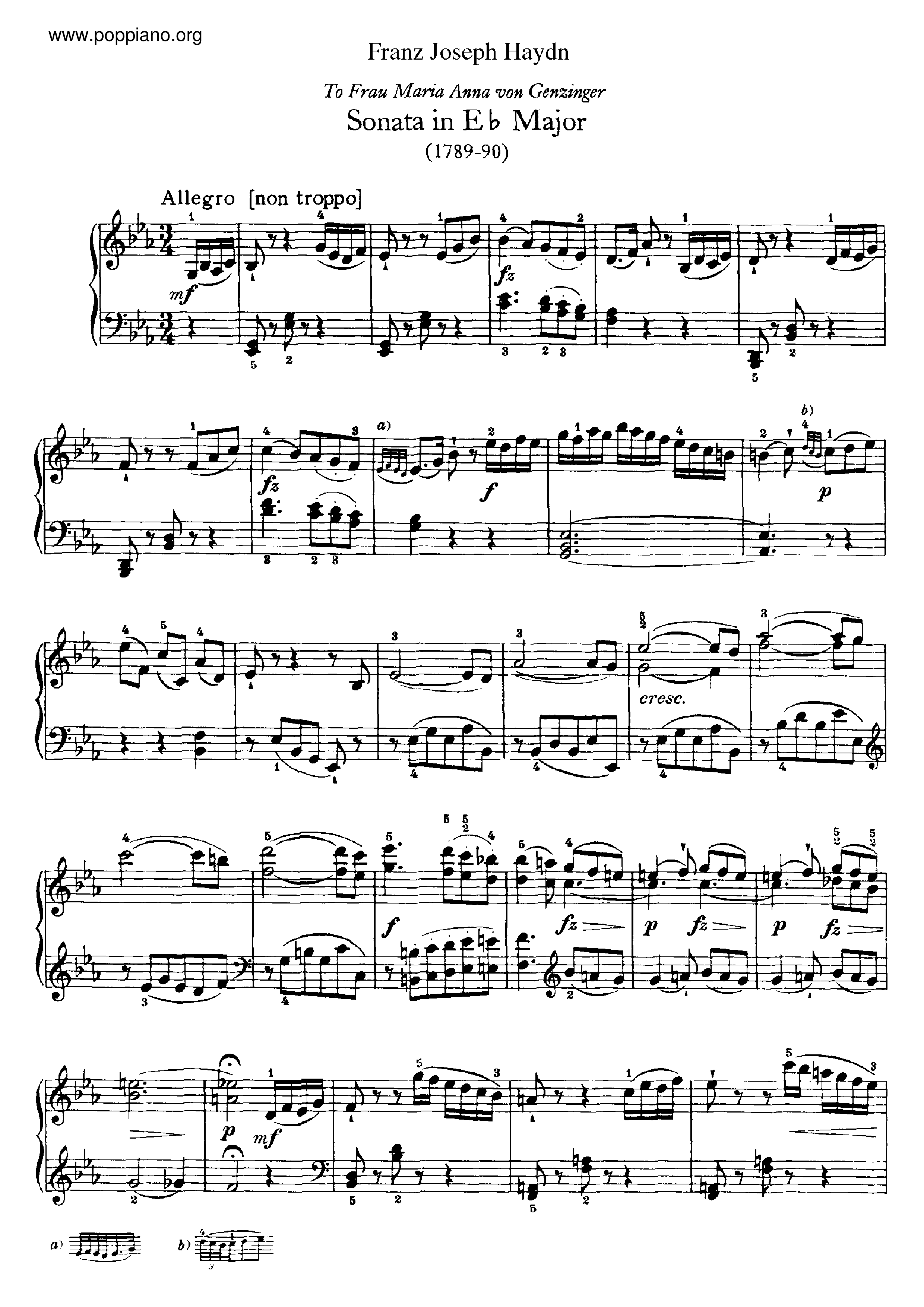 Sonata No.49 in E flat major琴谱