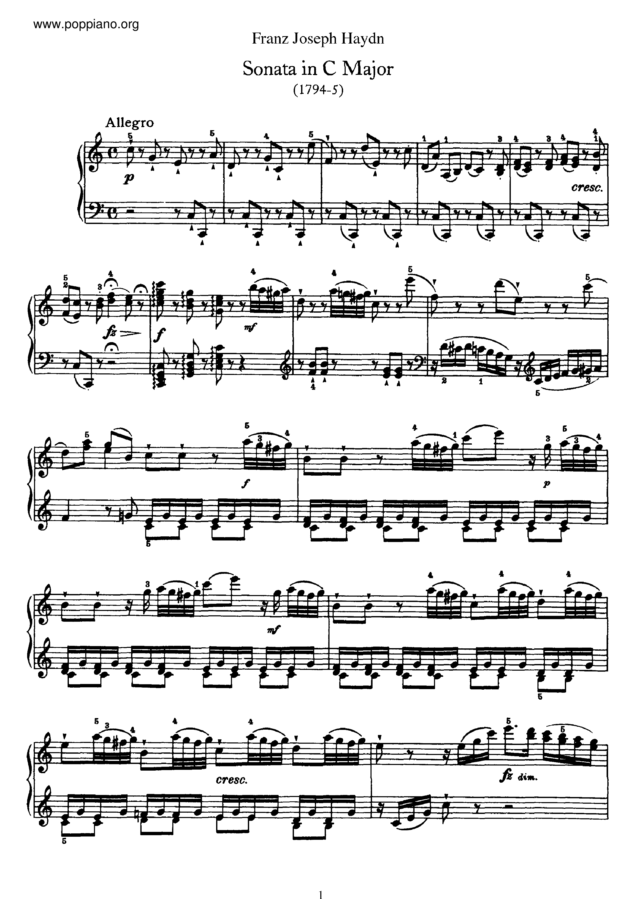 Sonata No.50 in C major琴谱