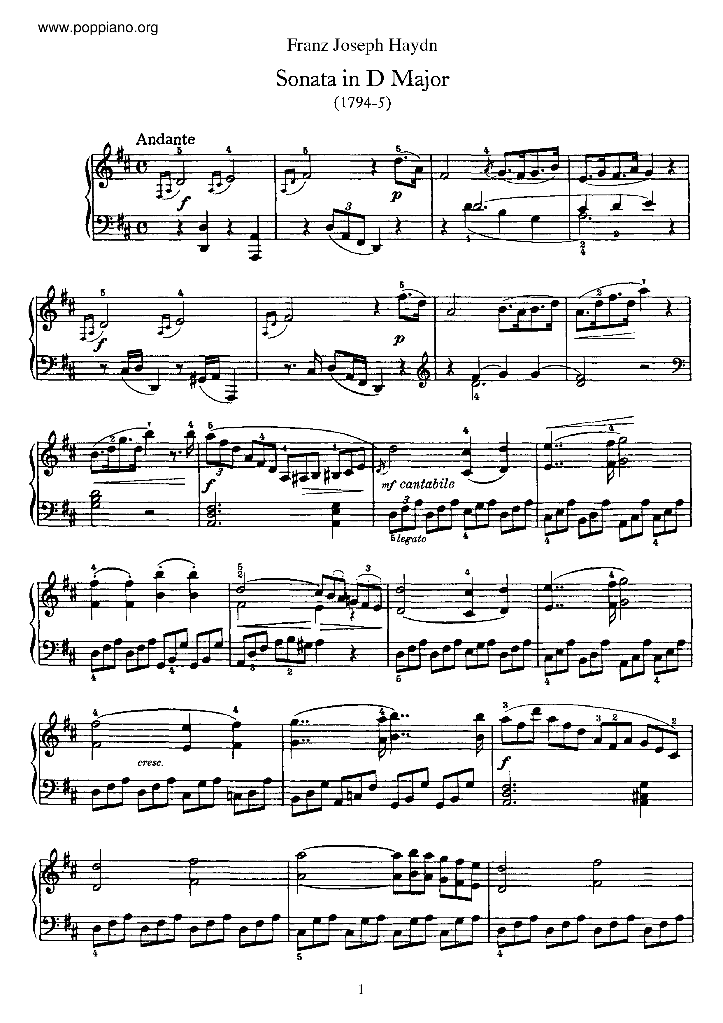 Sonata No.51 in D major Score