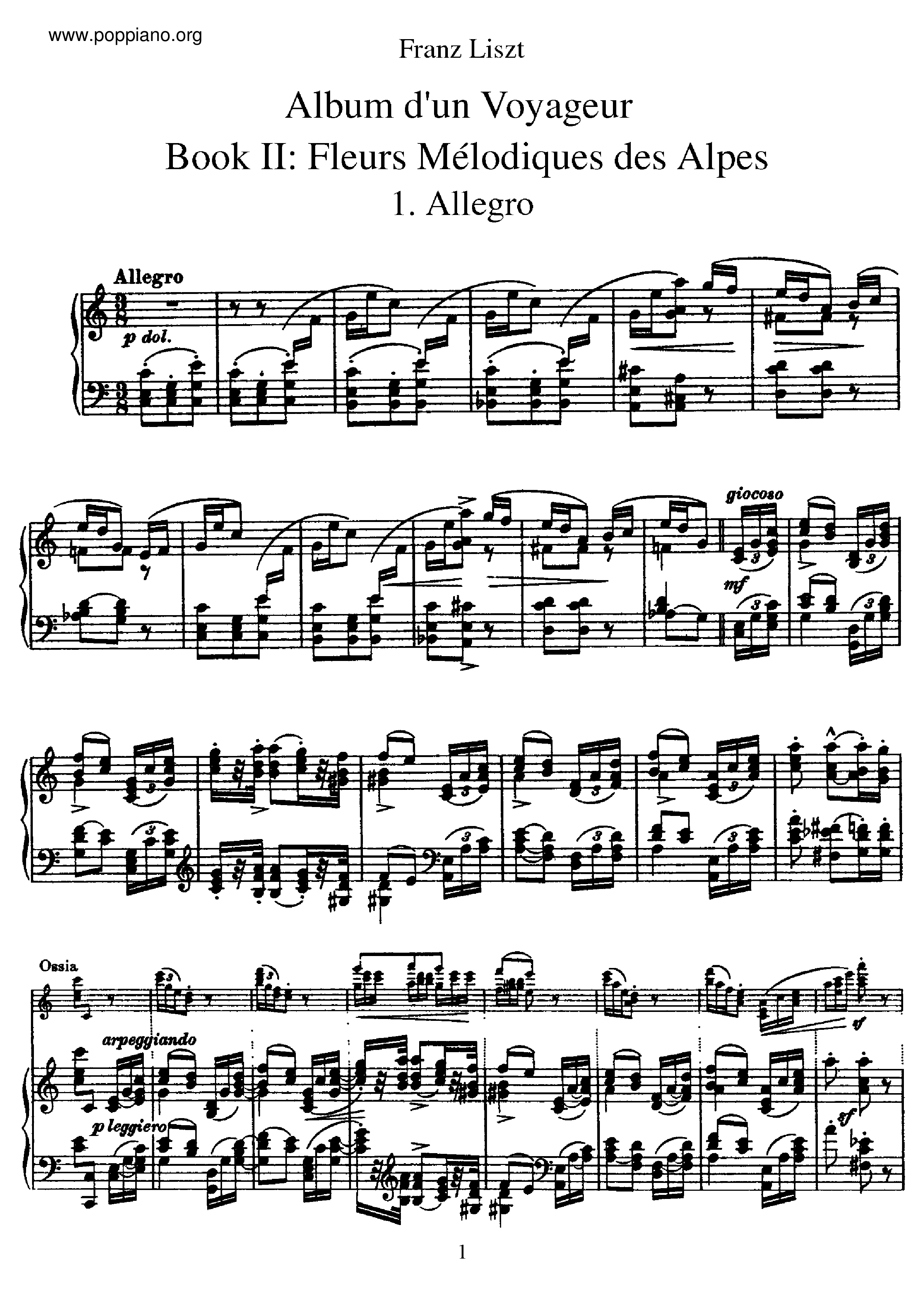 Book II: Fleurs Melodiques des Alpes, S.156/2琴譜