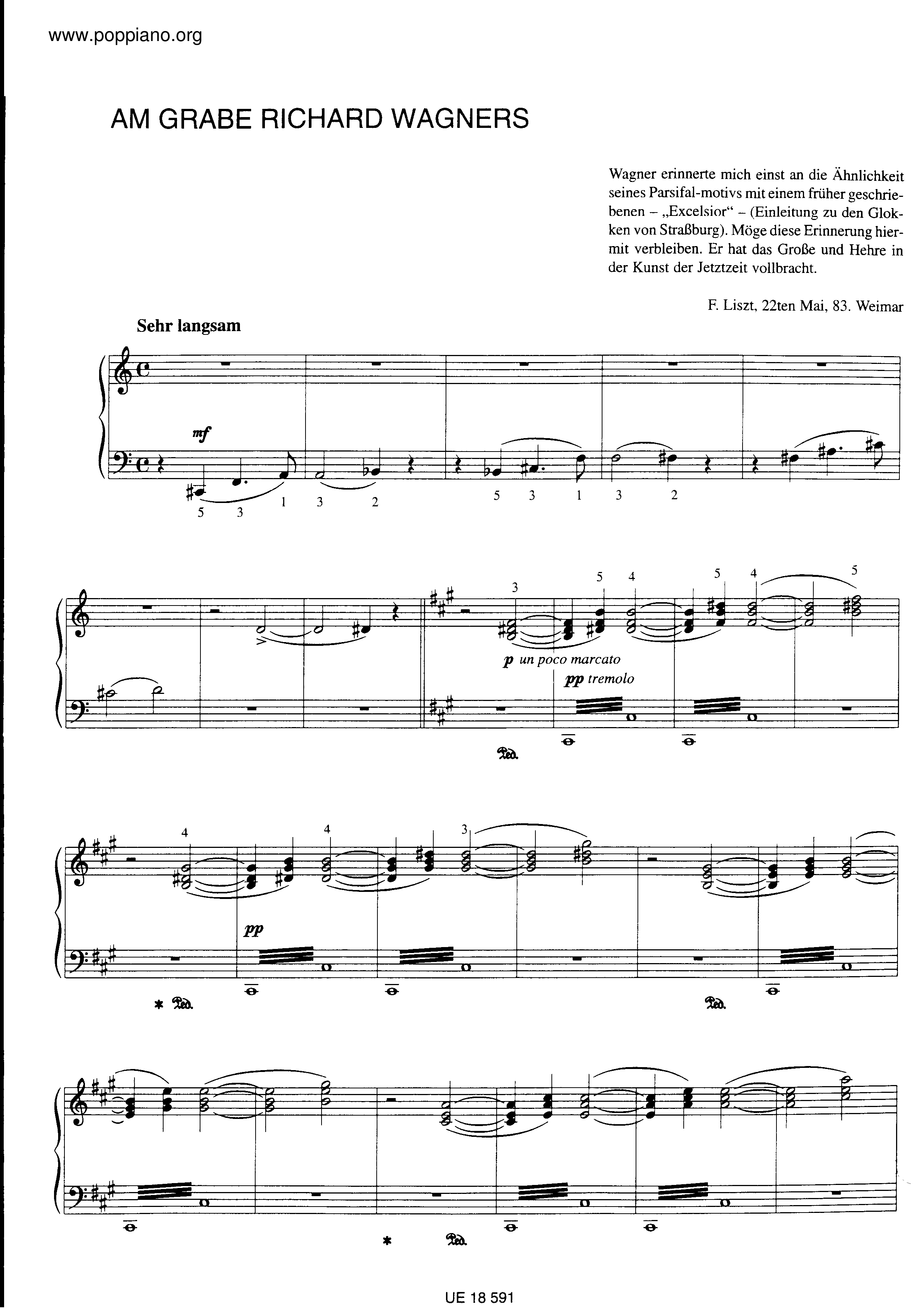Am Grabe Richard Wagners, S.202 Score