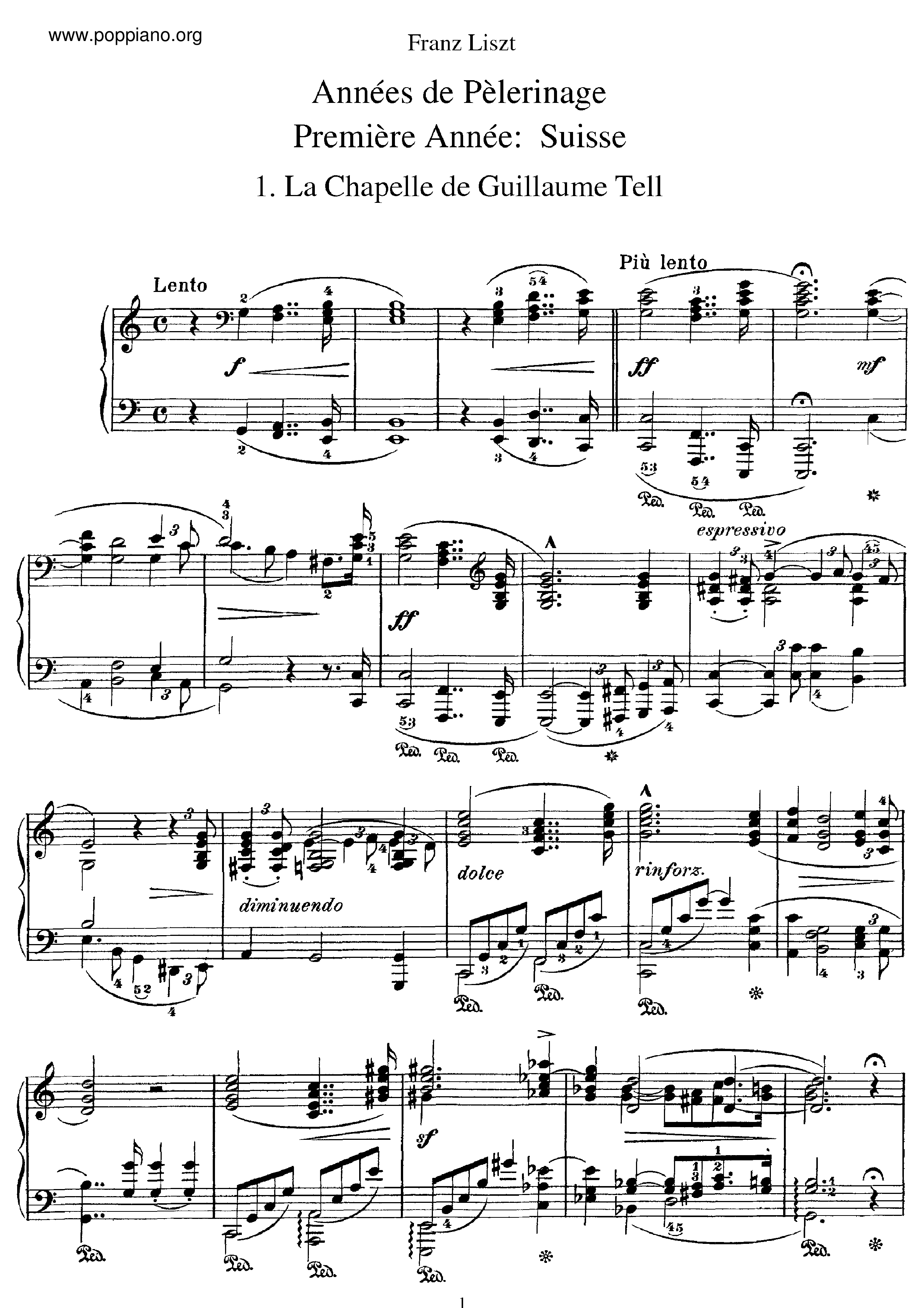 Premiere Annee: Suisse, S.160ピアノ譜