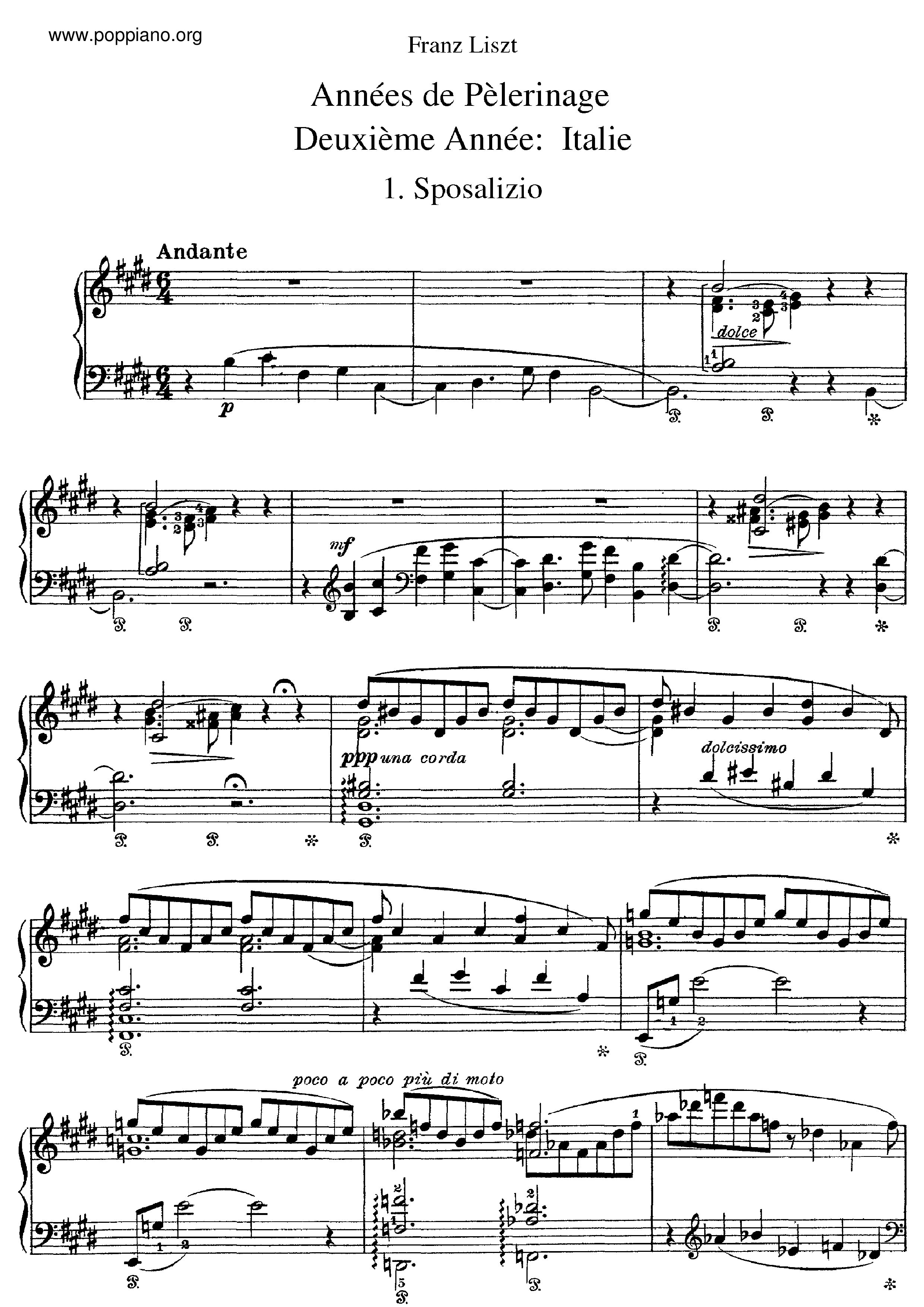 Deuxieme Annee: Italie, S.161ピアノ譜