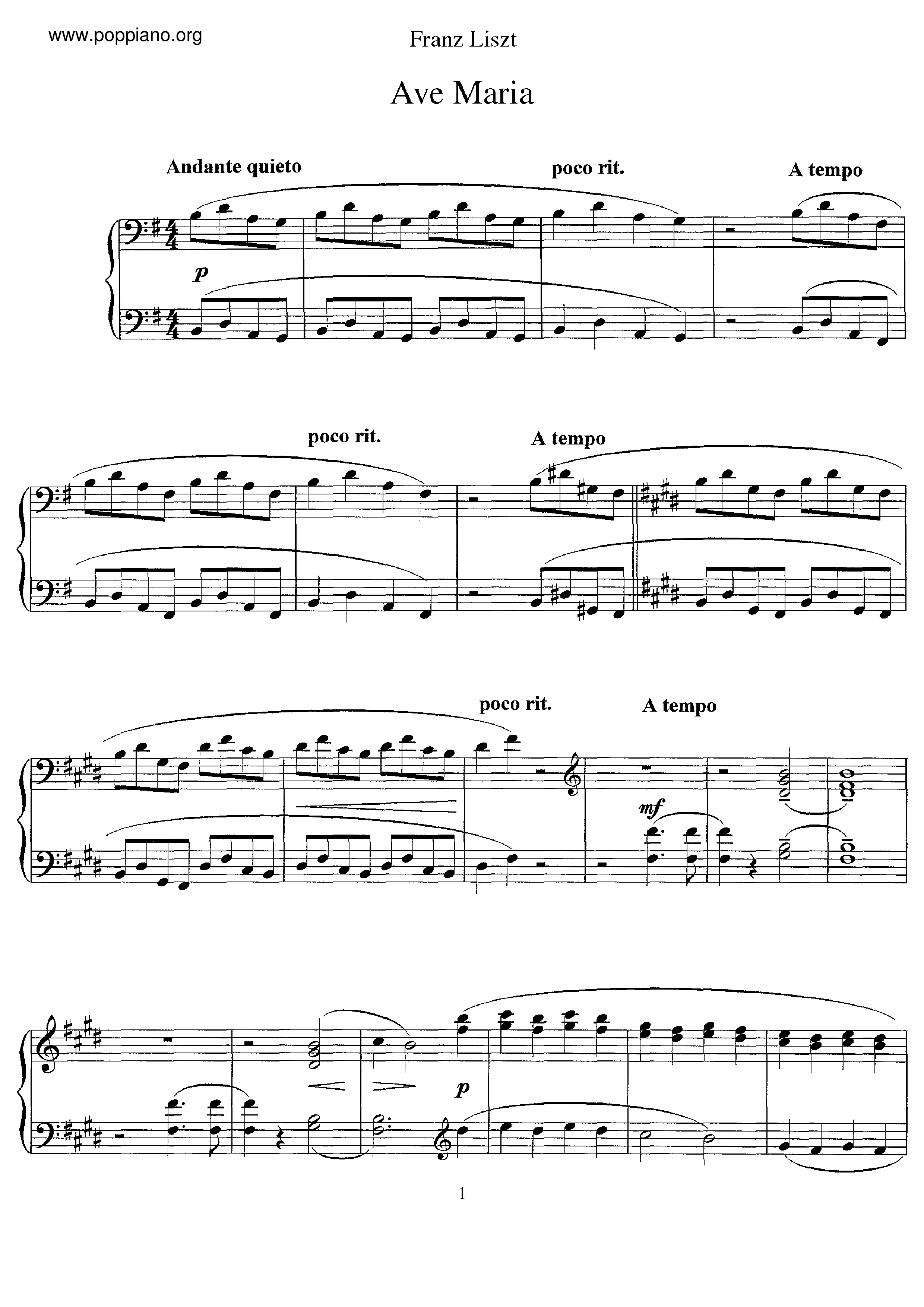 Ave Maria IV, S.545ピアノ譜
