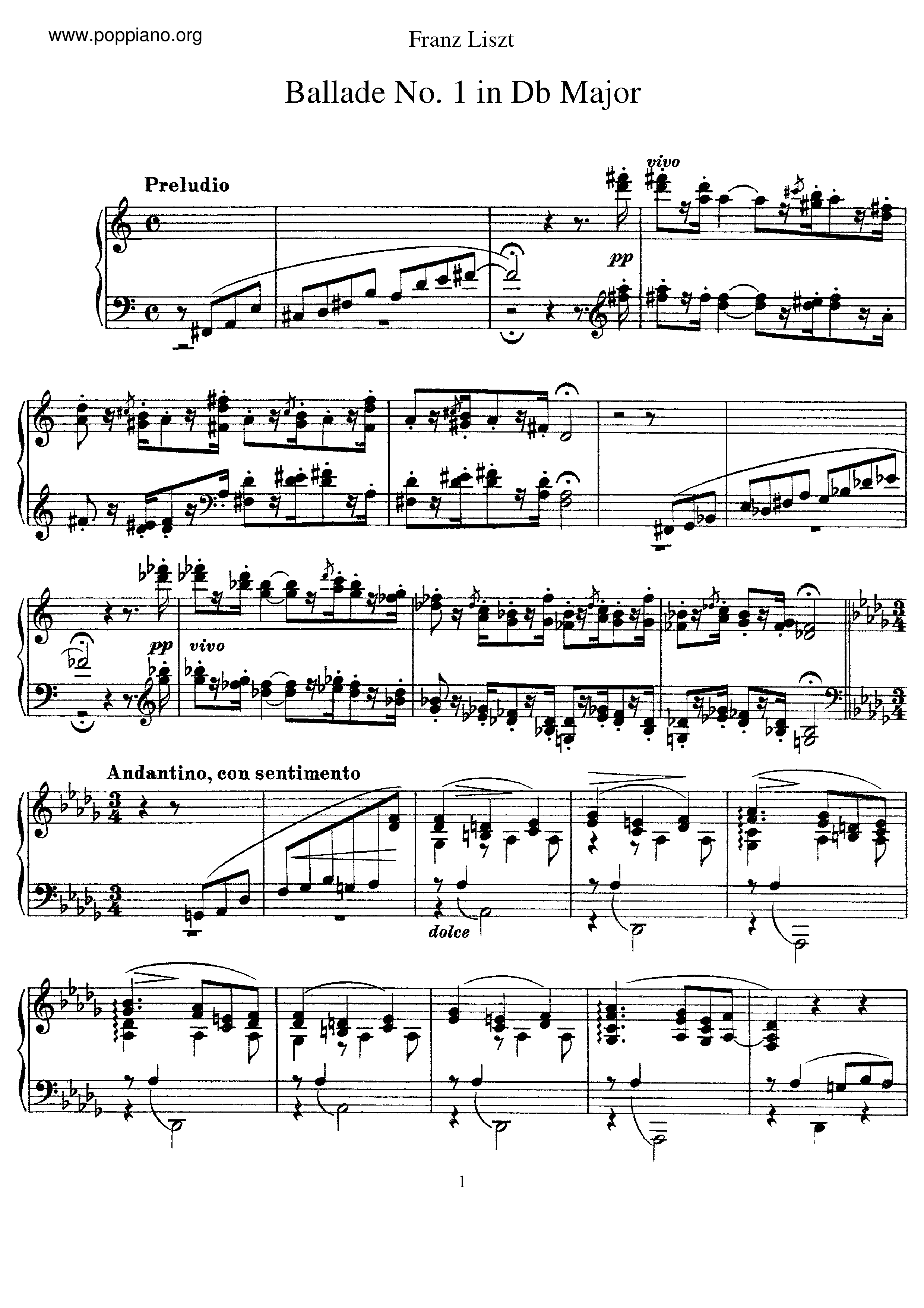 Ballade No.1, S.170琴譜