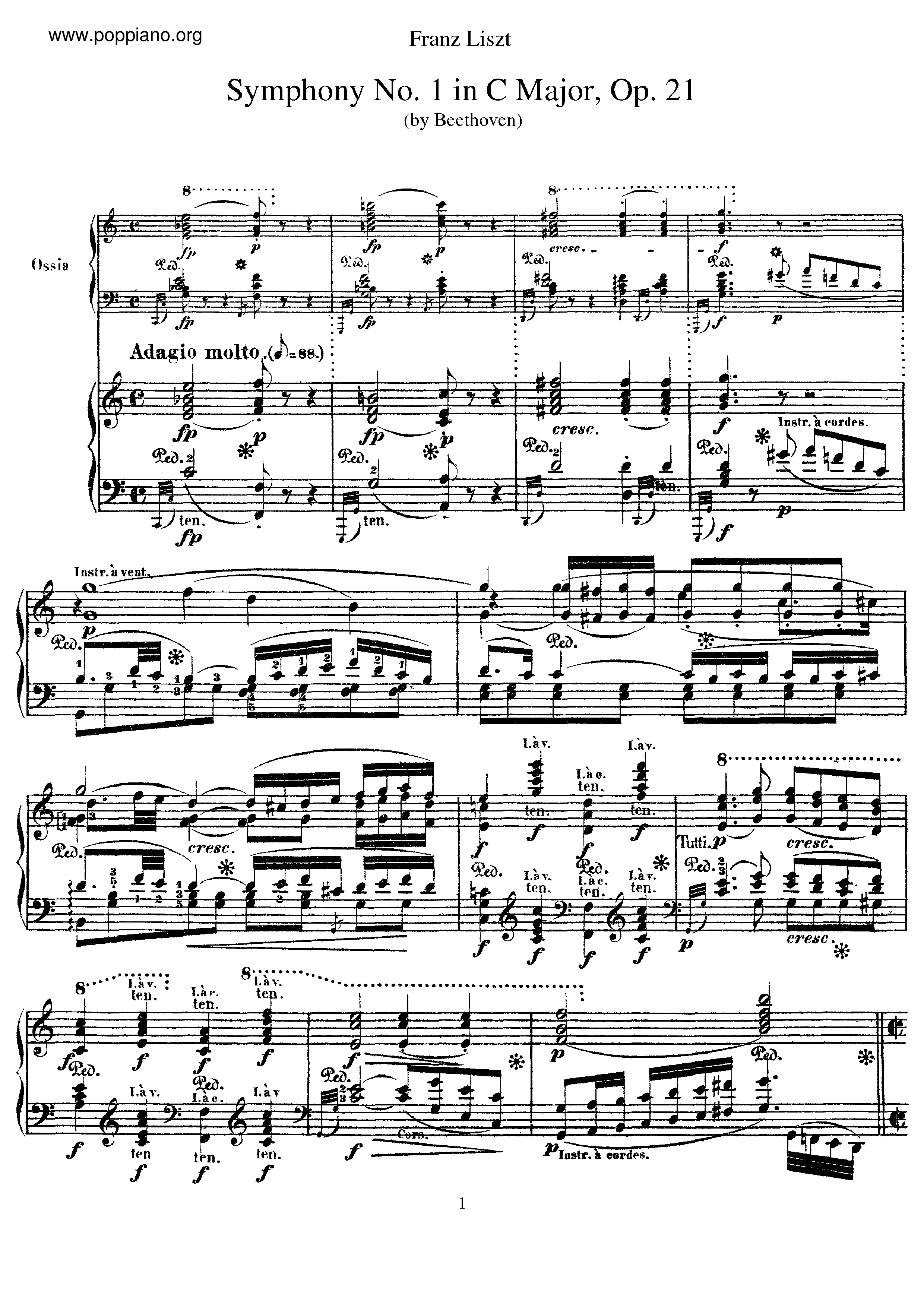 Symphony No.1 in C major, Op.21 (S.464/1)ピアノ譜