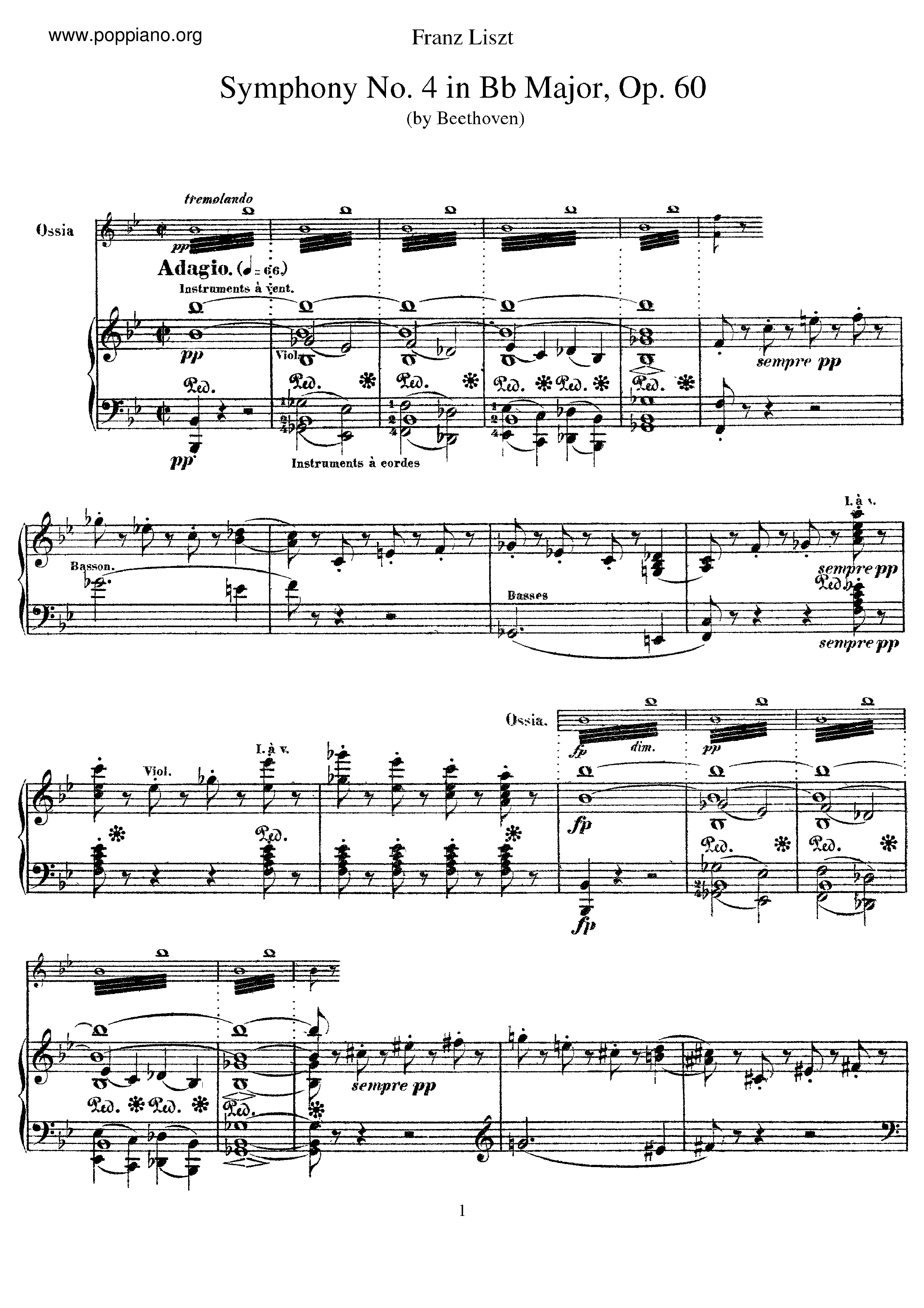 Symphony No.4 in B-flat major, Op.60 (S.464/4)琴谱