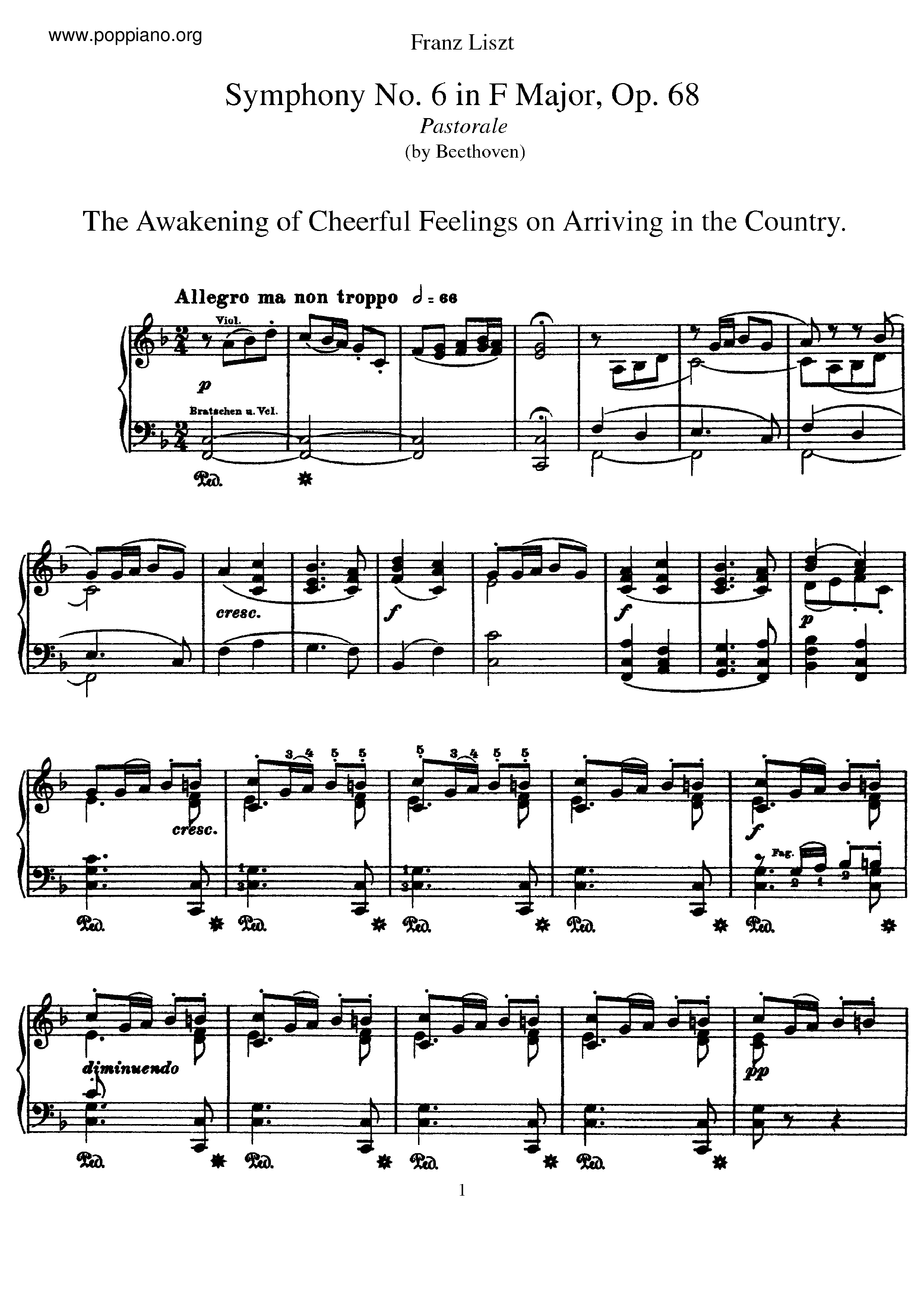Symphony No.6 in F major (Pastoral), Op.68 (S.464/6) Score