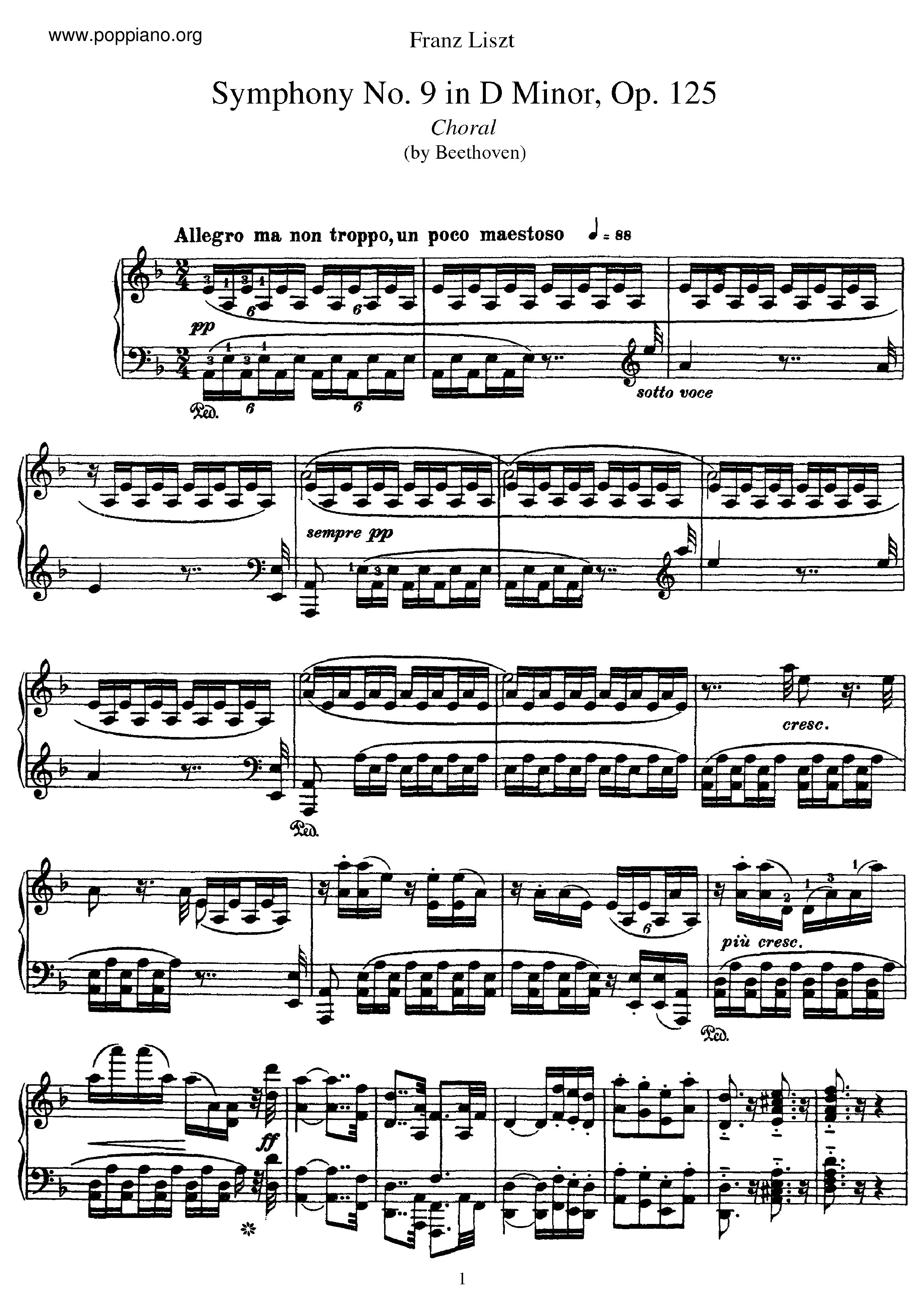 Symphony No.9 in D minor (Choral), Op.125 (S.464/9) Score