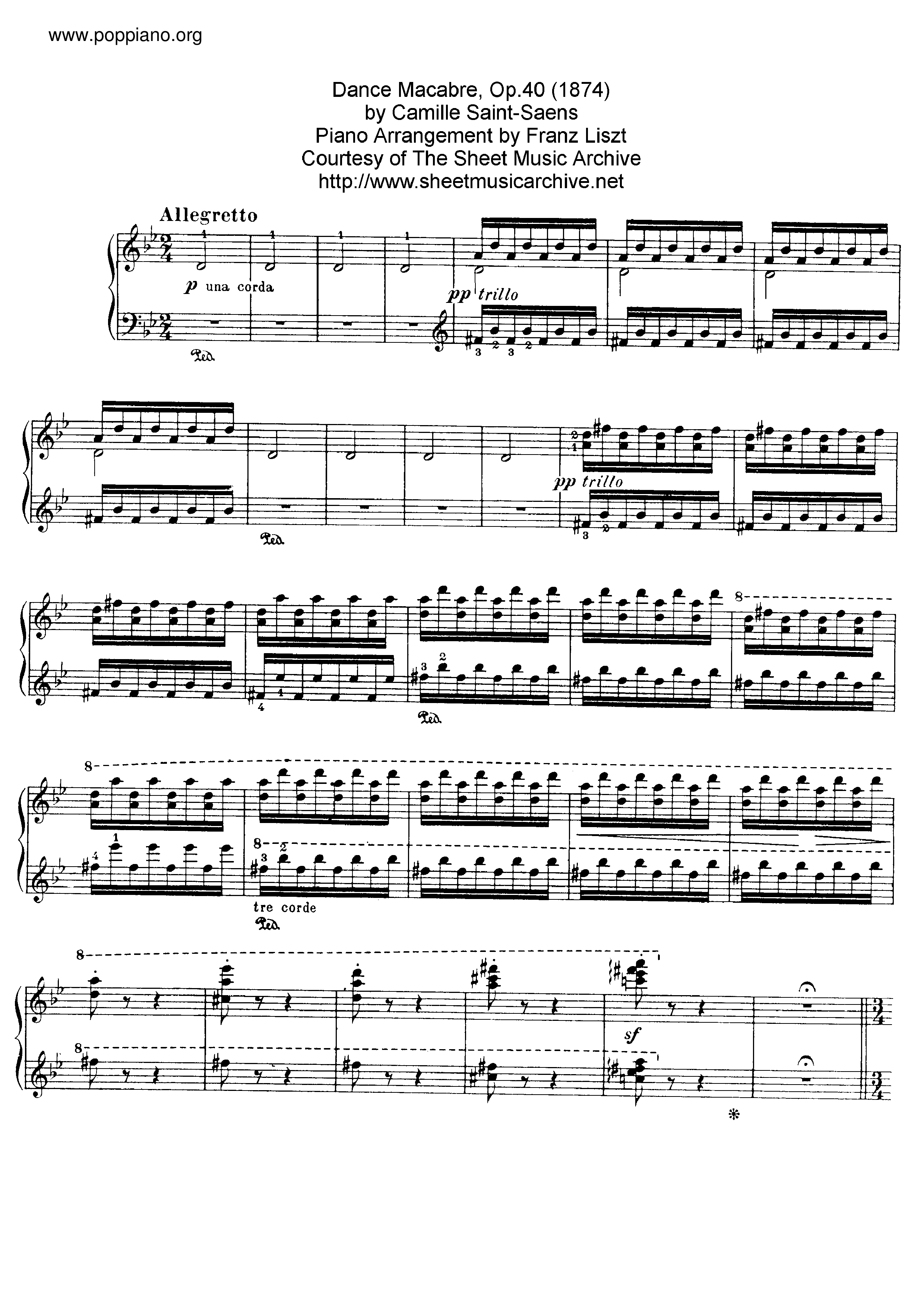 Danse Macabre Op.40, by Saint-Saens, S.555 Score