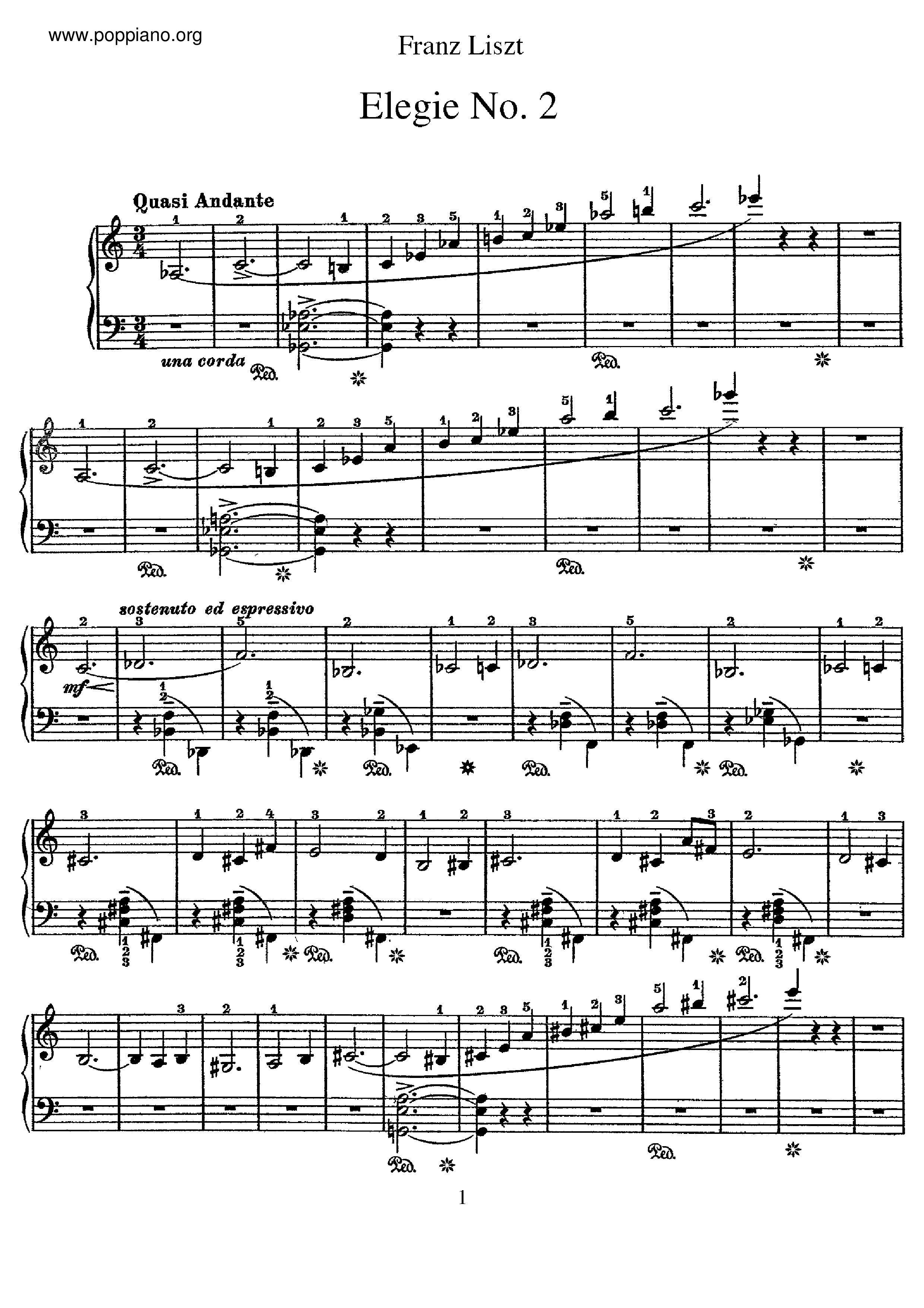 Elegie No.2, S.197 Score